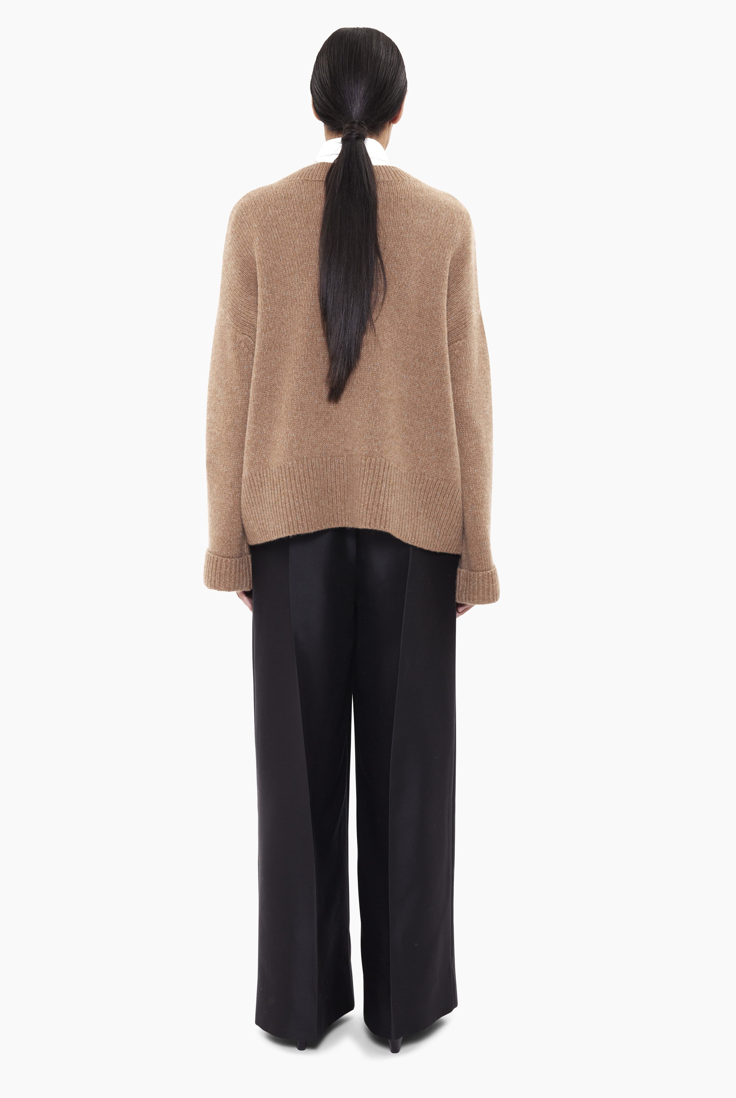 Knightsbridge cashmere Sweater - Camel Marl – back view