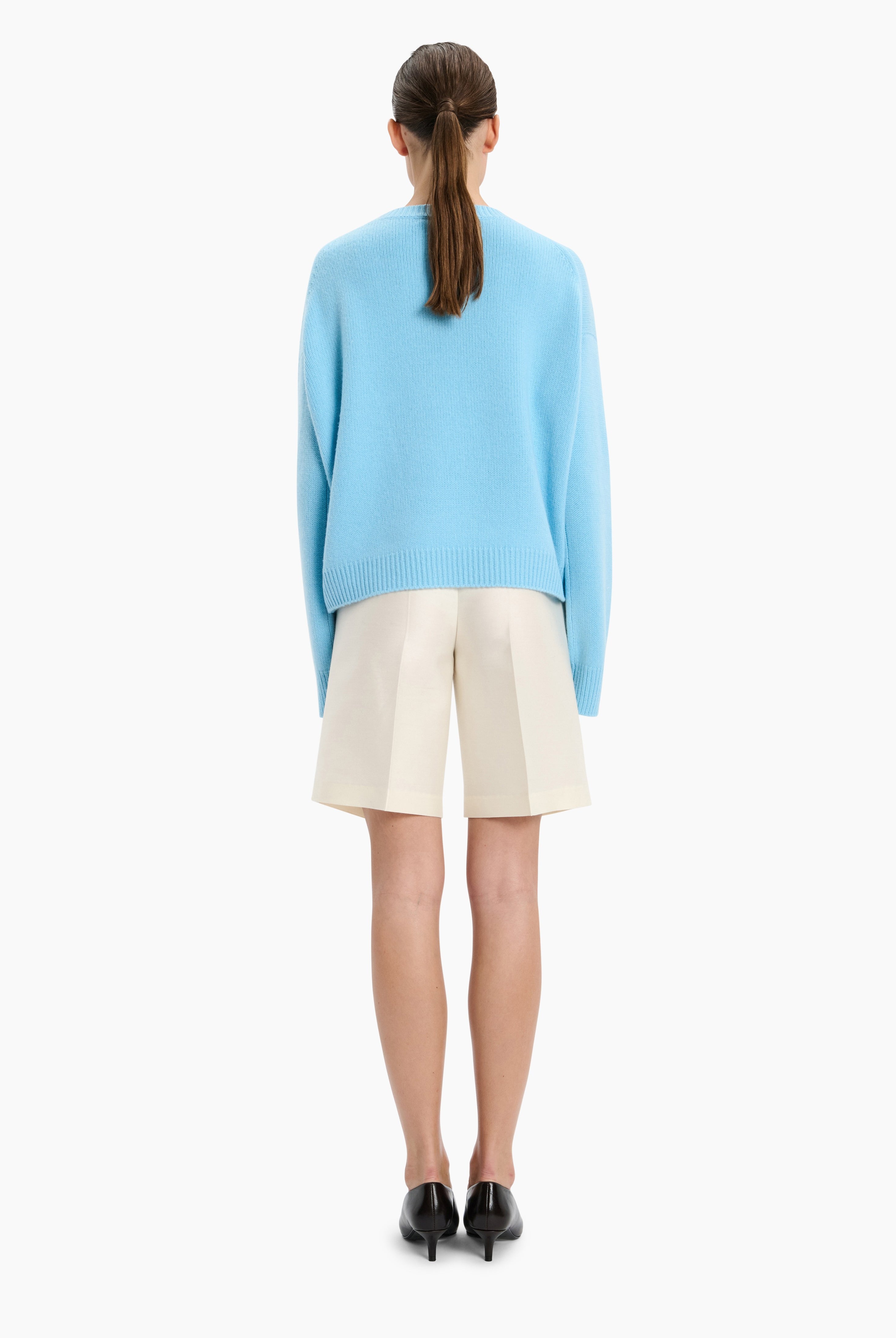 The Ivy cashmere Sweater - Aquamarine – back view