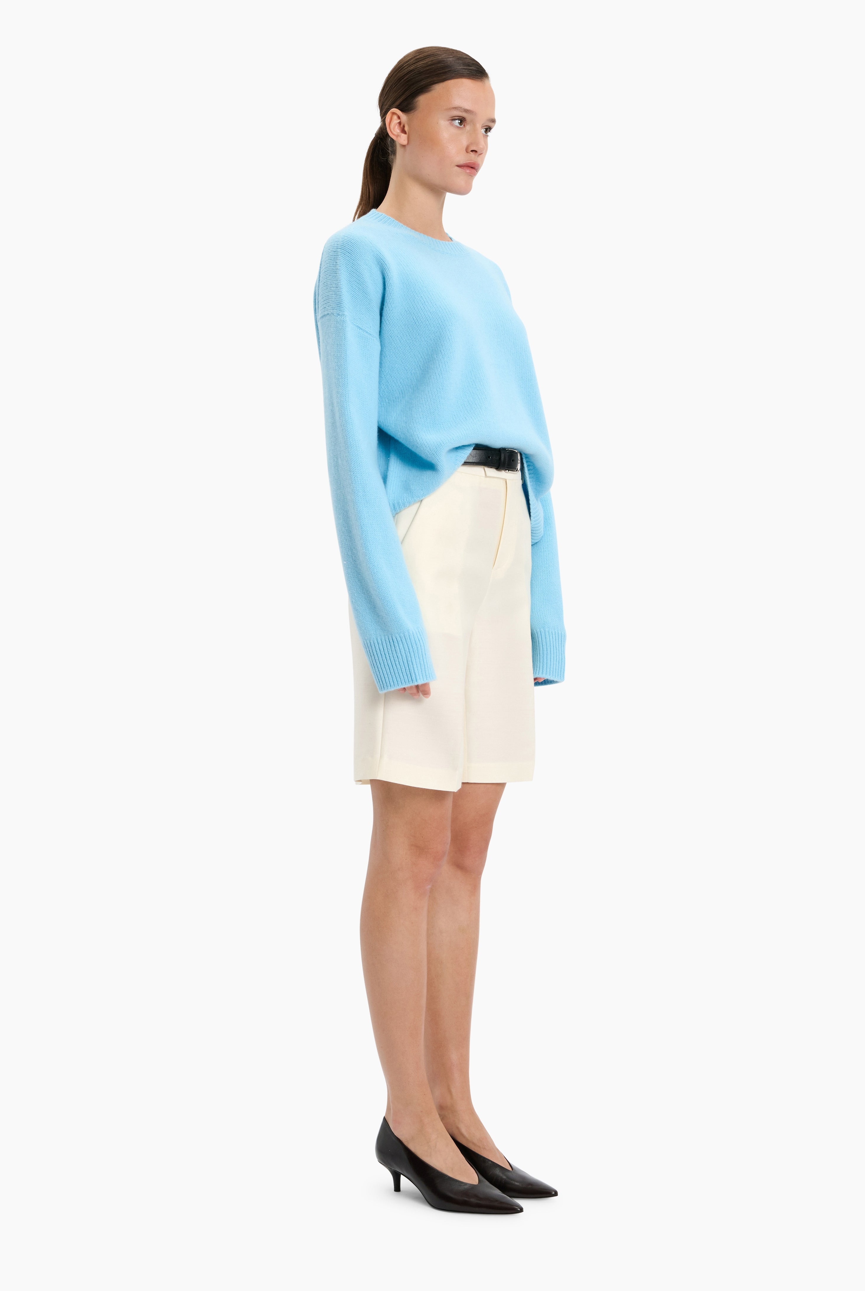The Ivy cashmere Sweater - Aquamarine – side view