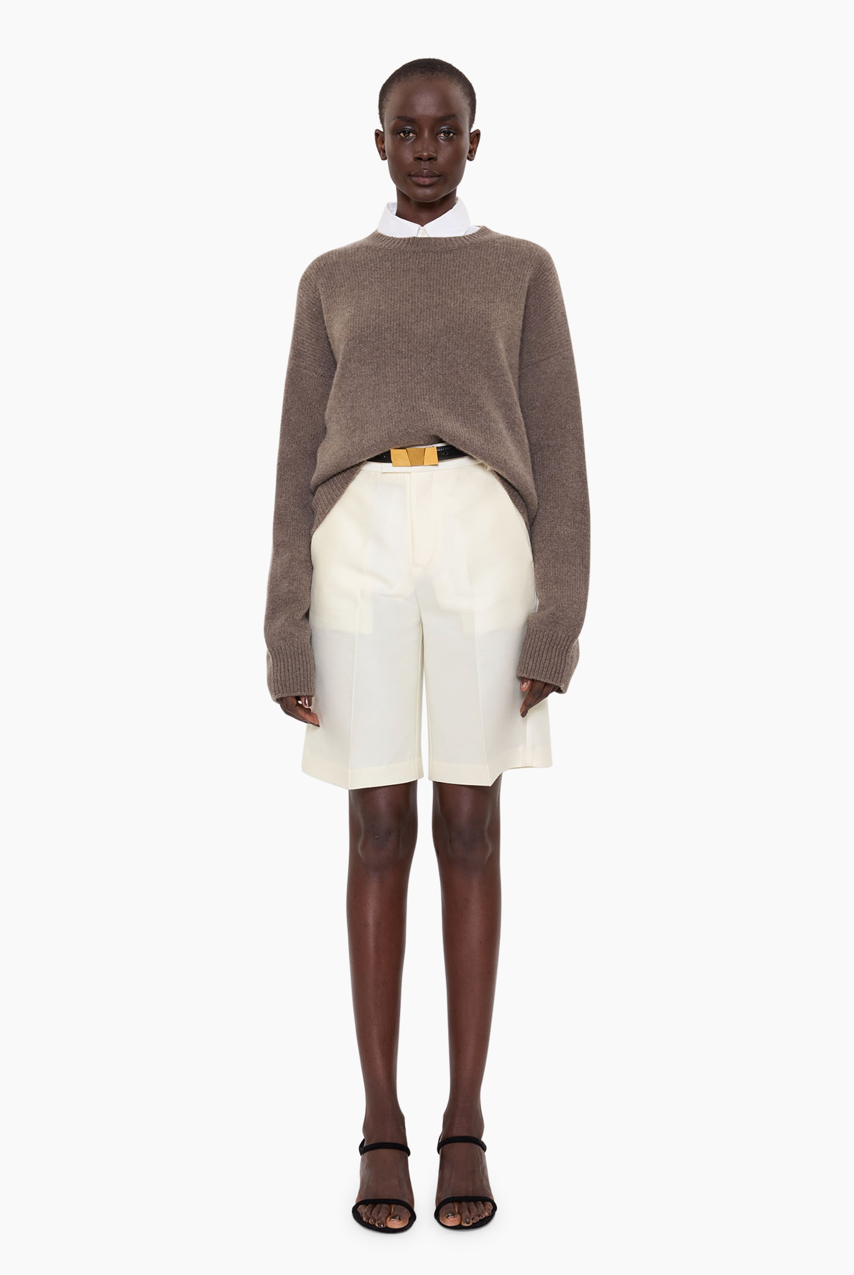 The Ivy cashmere Sweater - Mushroom – front view
