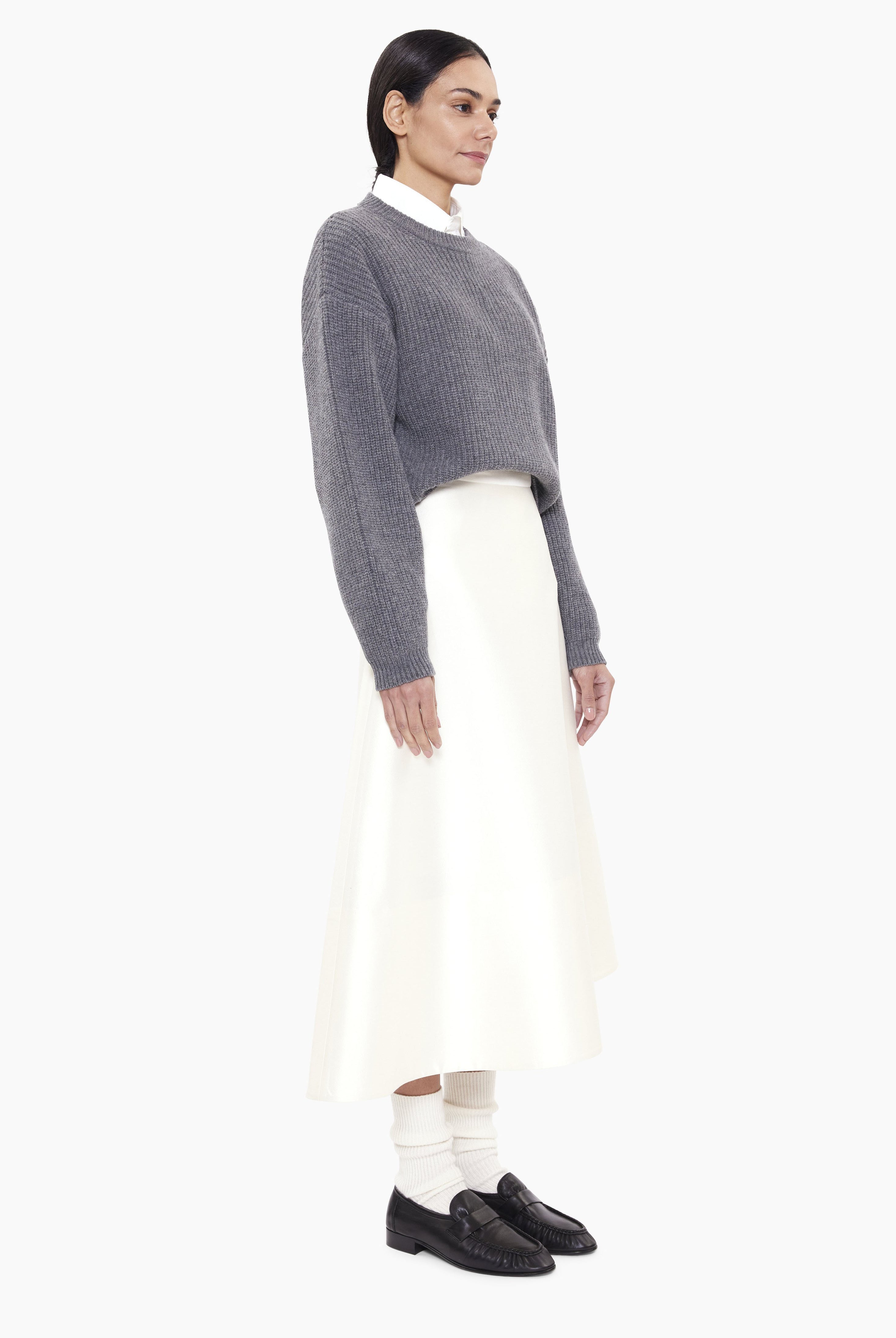 Eaton cashmere Sweater - Granite Marl – side view