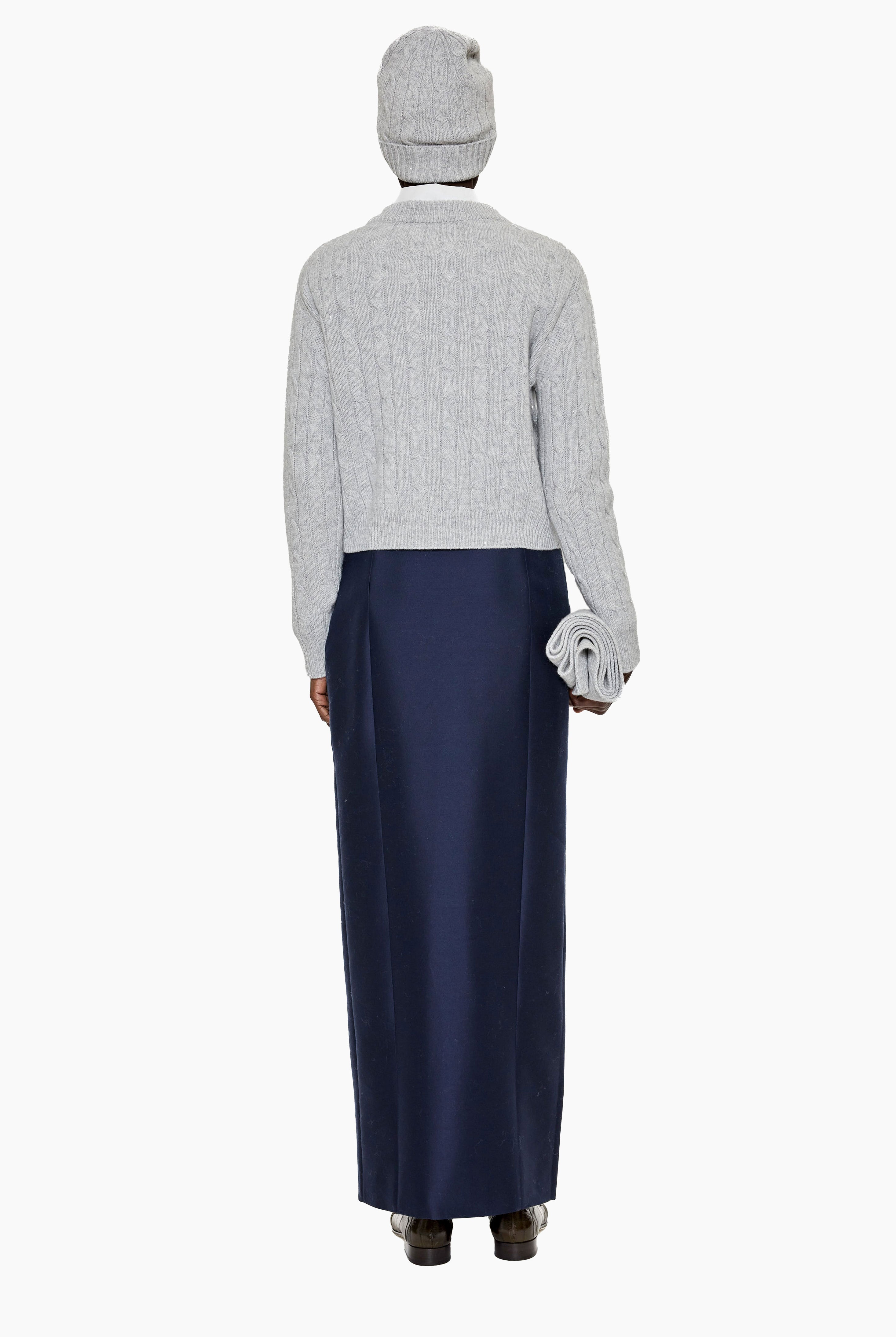 Clover Mews cashmere Sweater - Husky Grey with Silver Sequins – back view