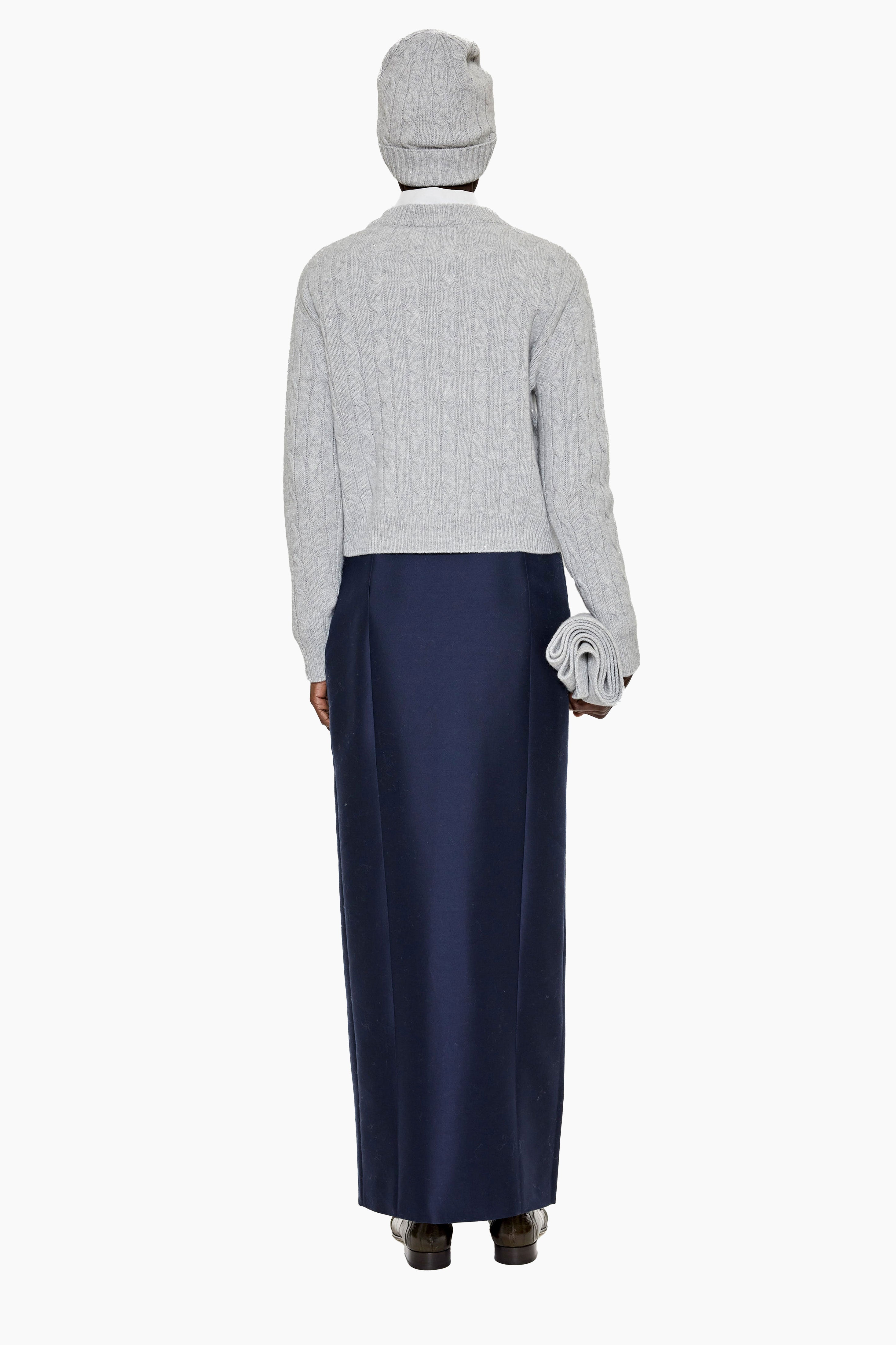 Clover Mews cashmere Sweater - Husky Grey with Silver Sequins – back view