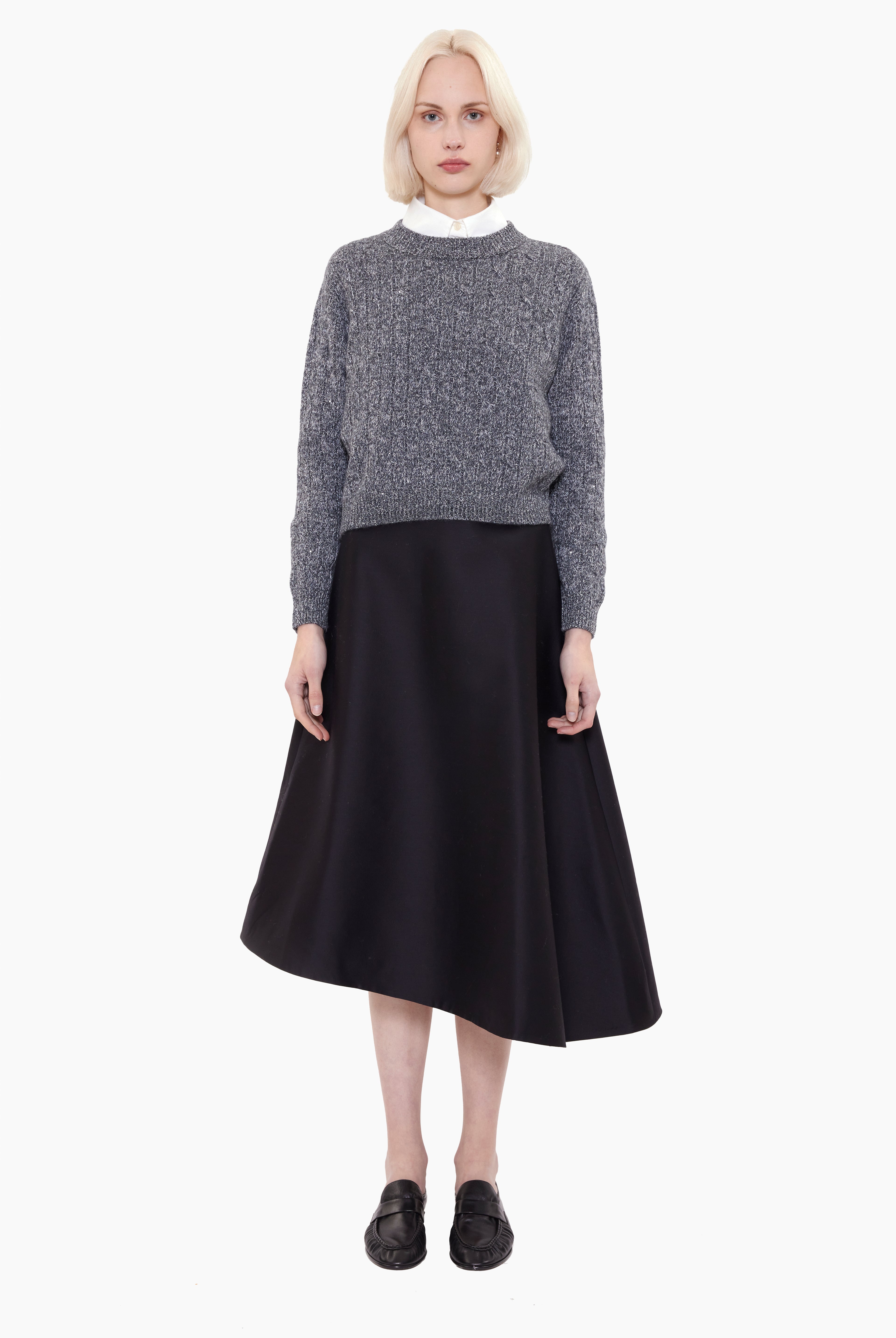 Clover Mews cashmere Sweater - Charcoal with Silver Sequins – front view