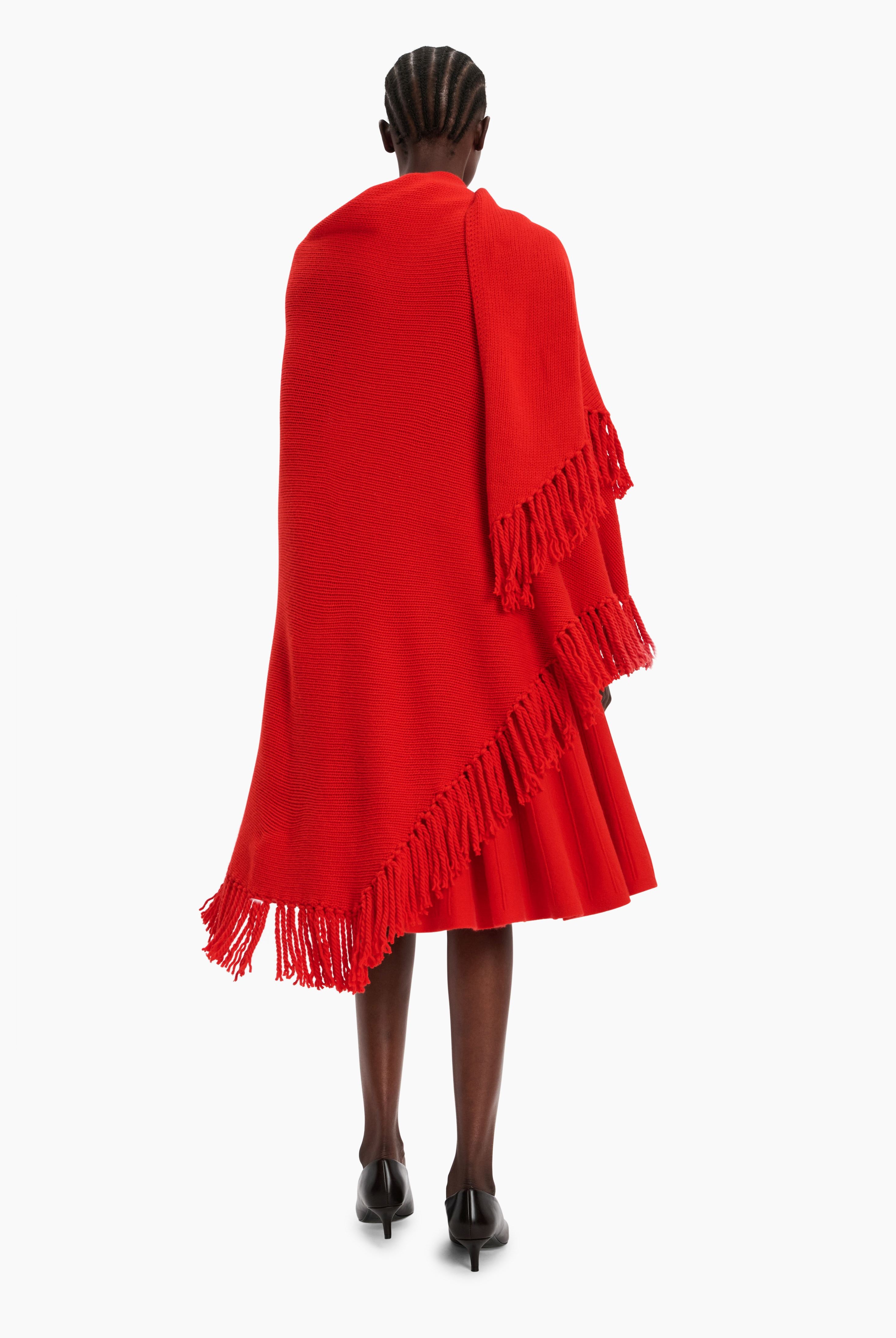 Duchess Poncho - Lipstick Red – back view