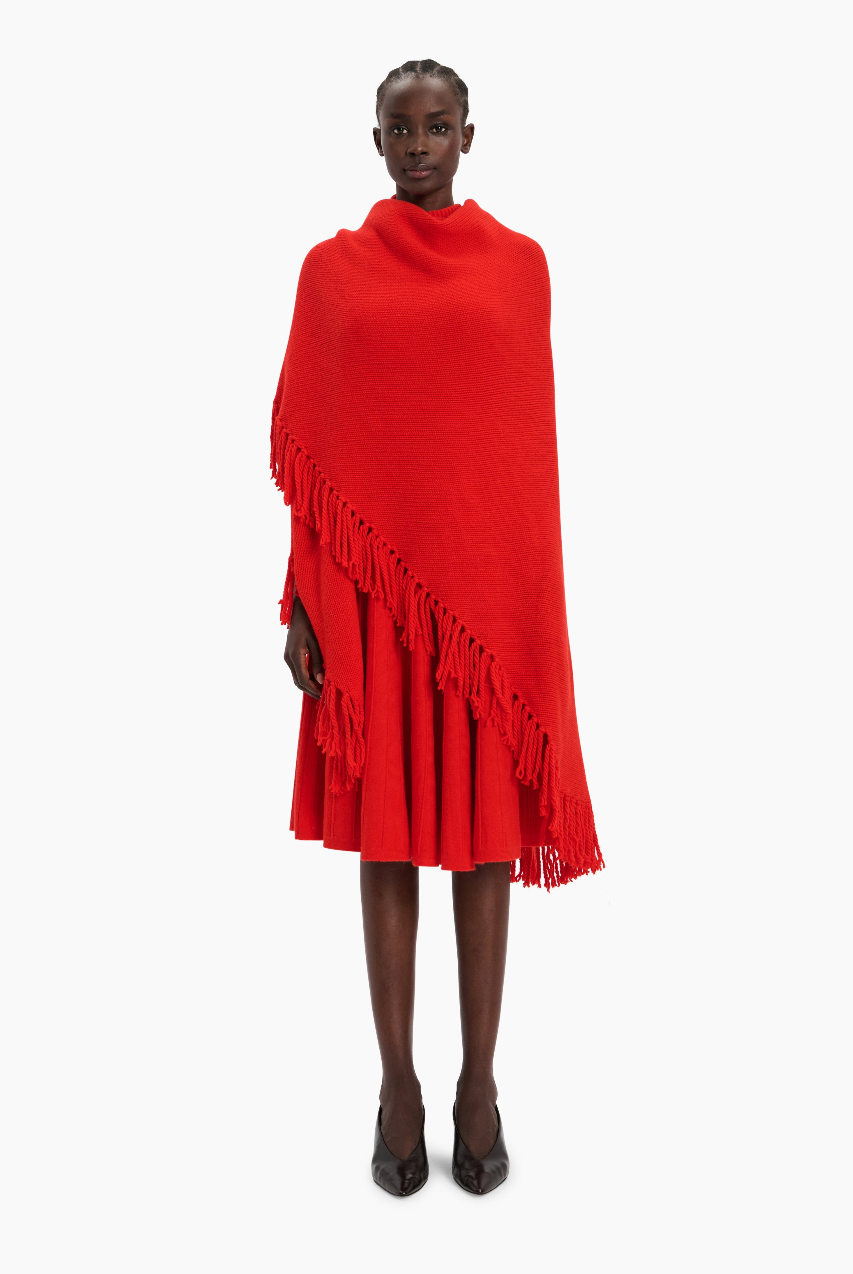 Duchess Poncho - Lipstick Red – front view