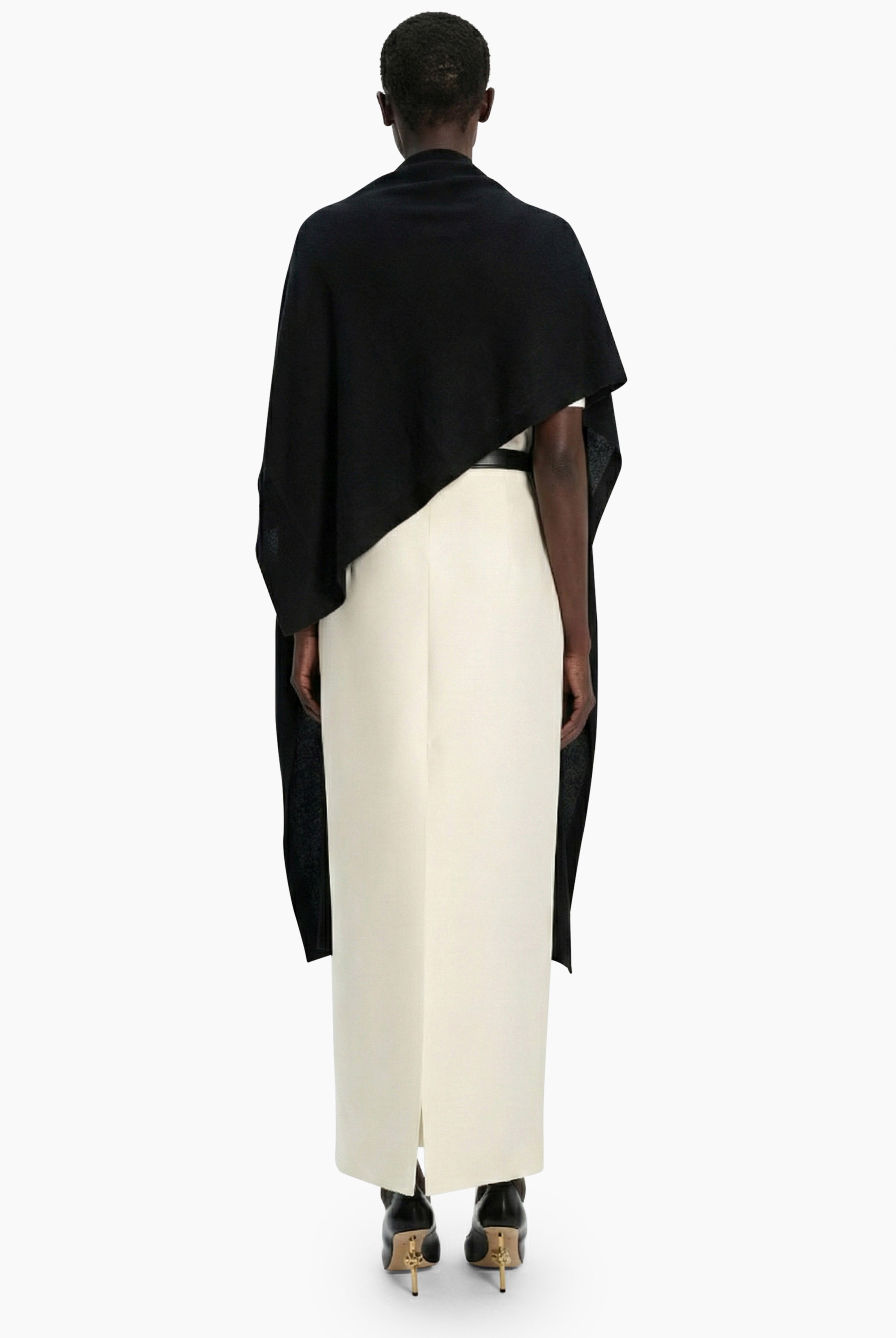 Alfy cashmere Scarf - Black – back view