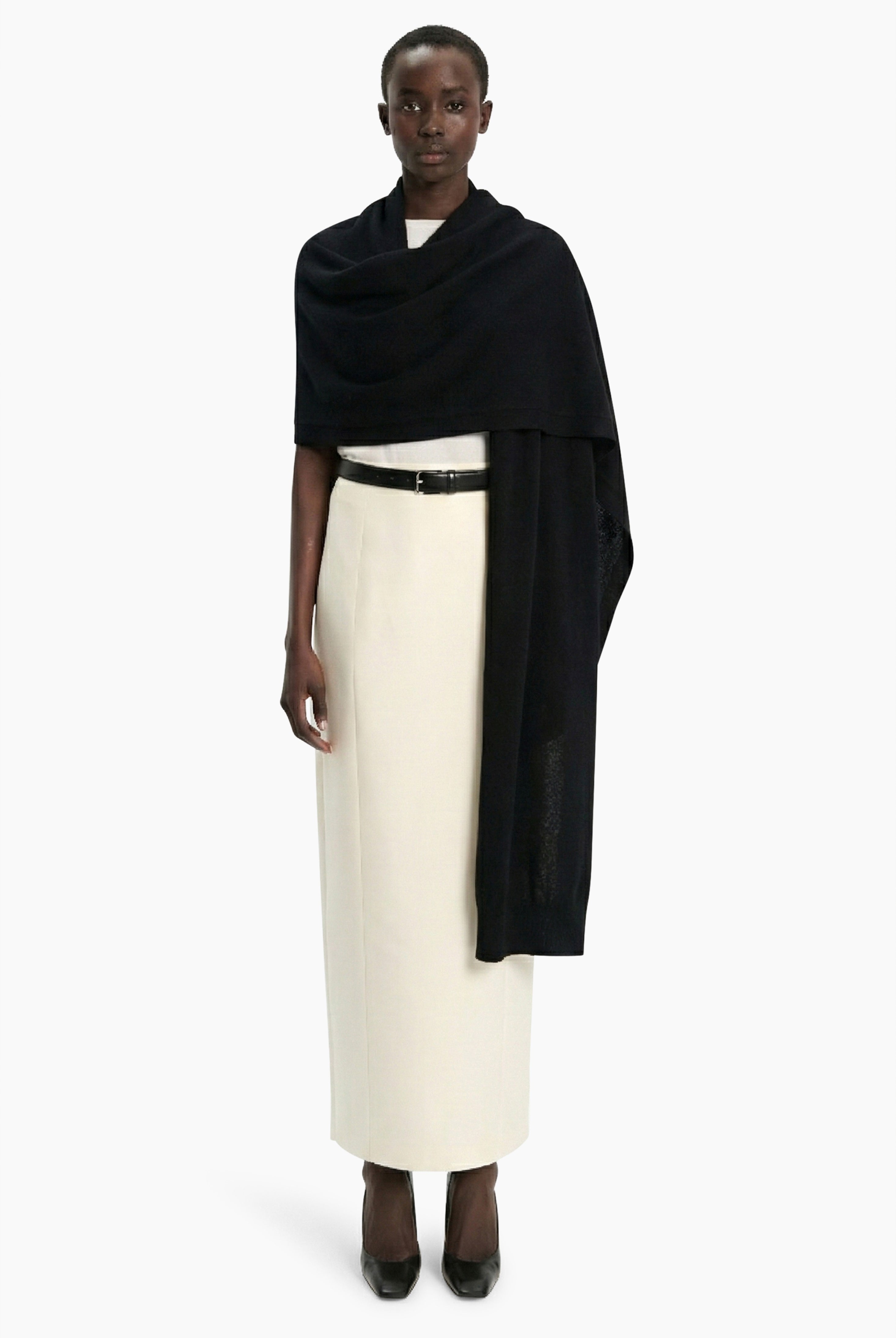 Alfy cashmere Scarf - Black – front view