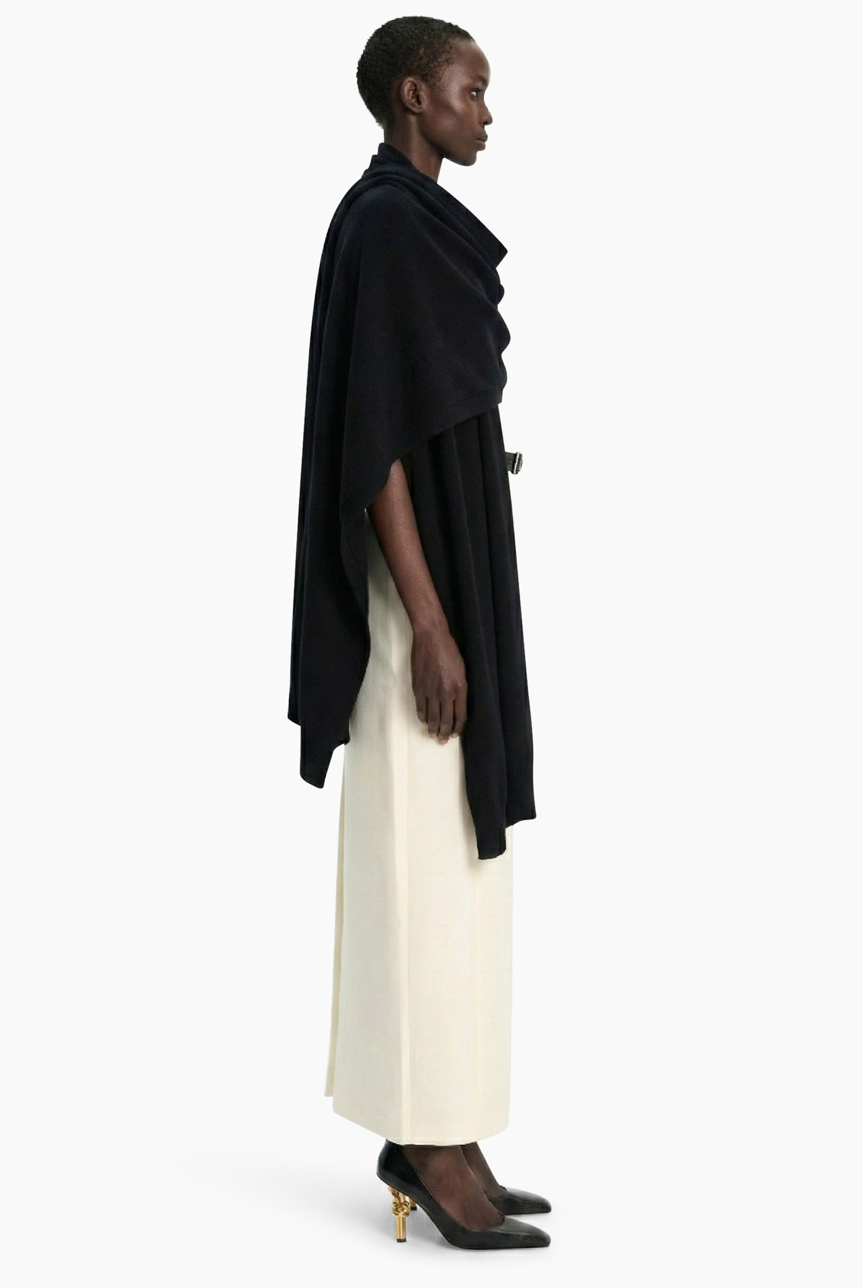 Alfy cashmere Scarf - Black – side view