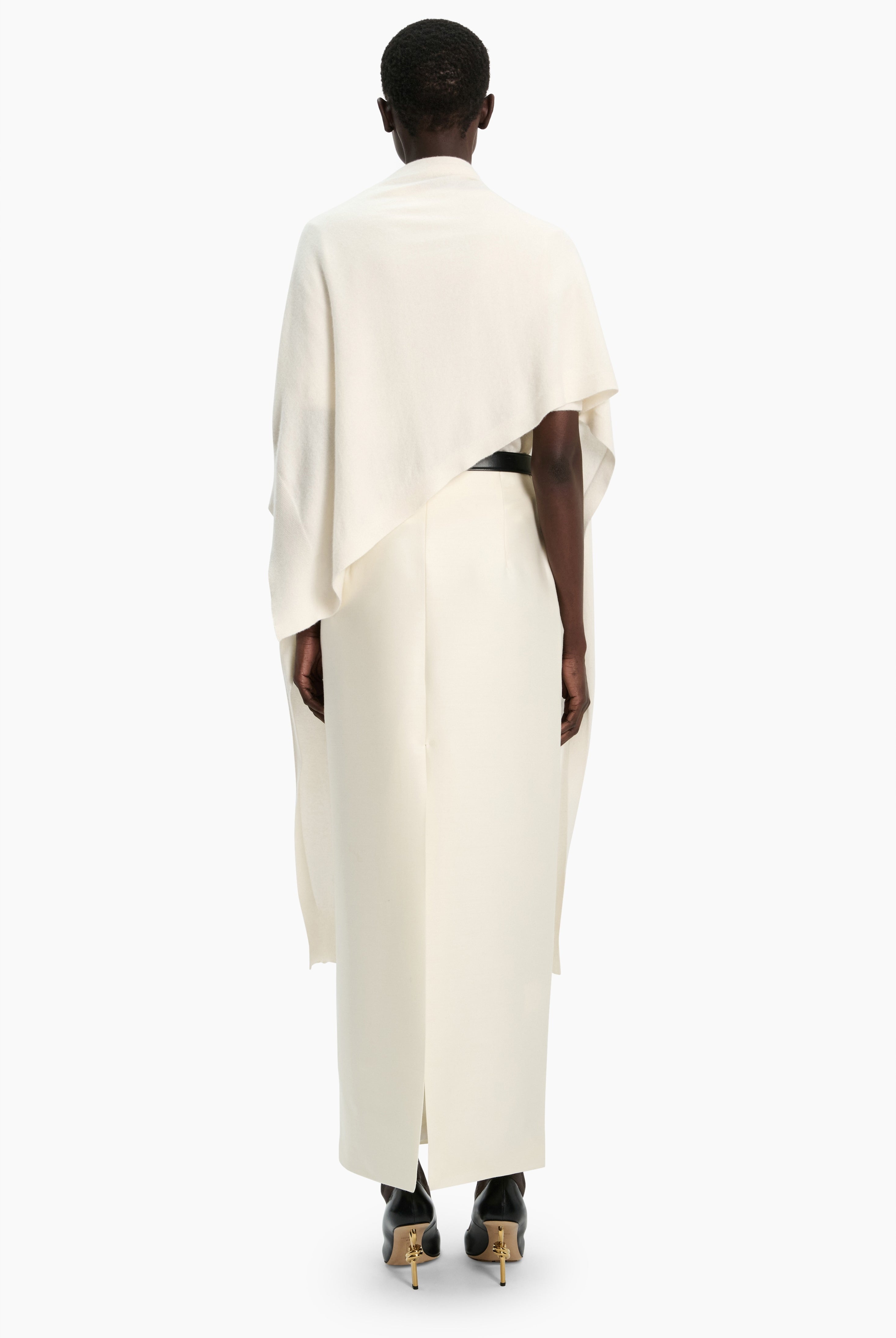 Alfy cashmere Scarf - Ivory – back view