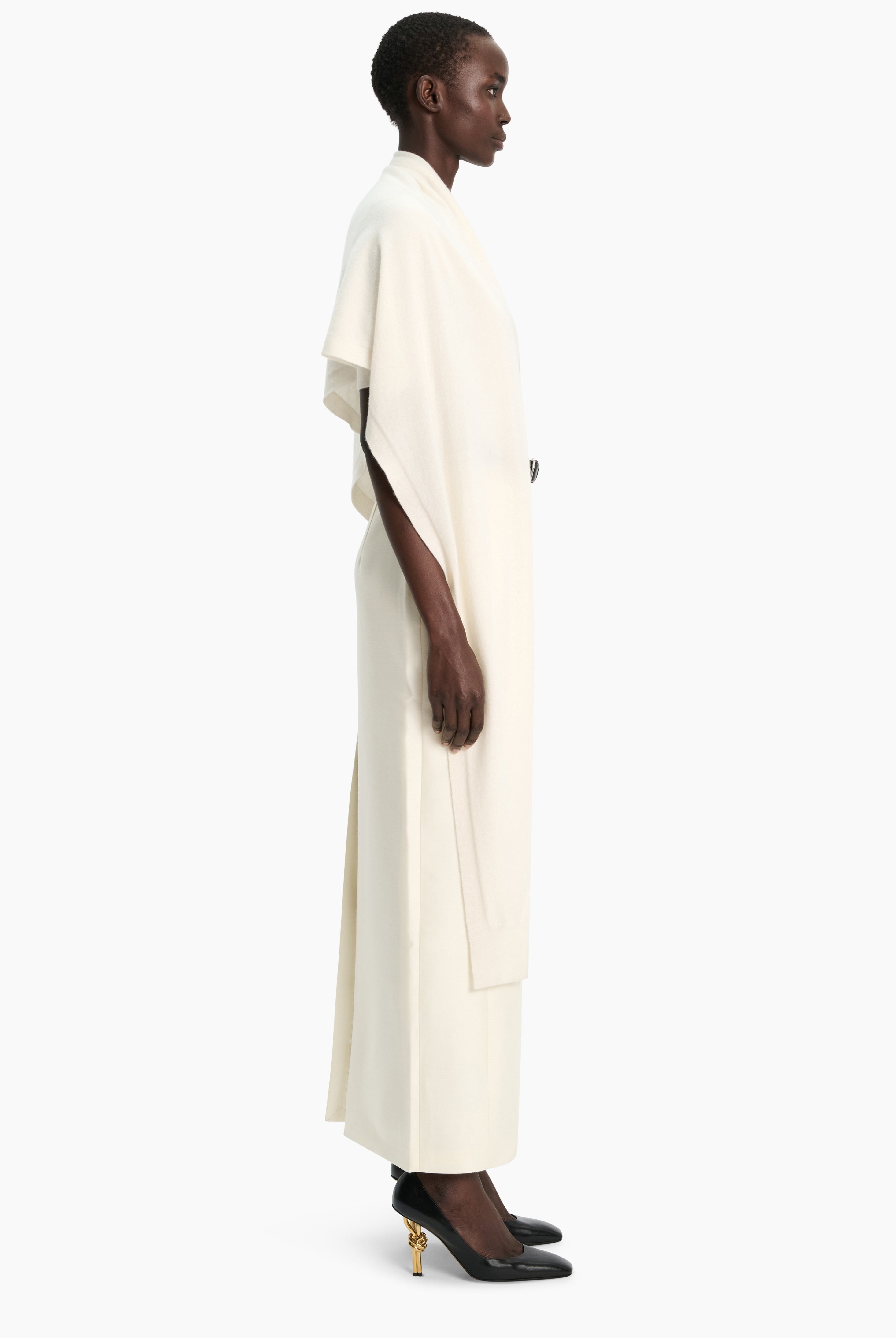 Alfy cashmere Scarf - Ivory – side view