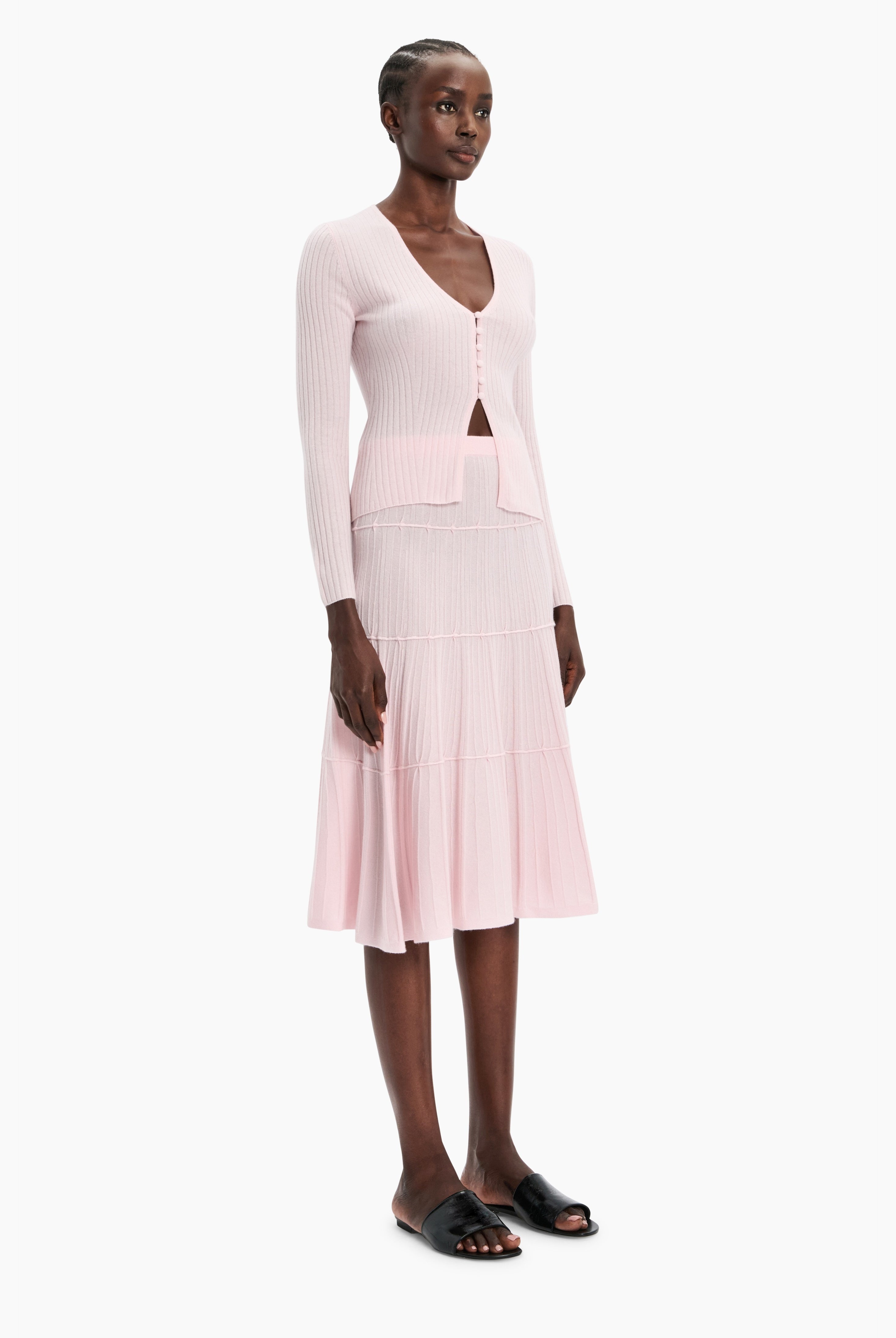 Gabriella cashmere Skirt - English Rose – side view
