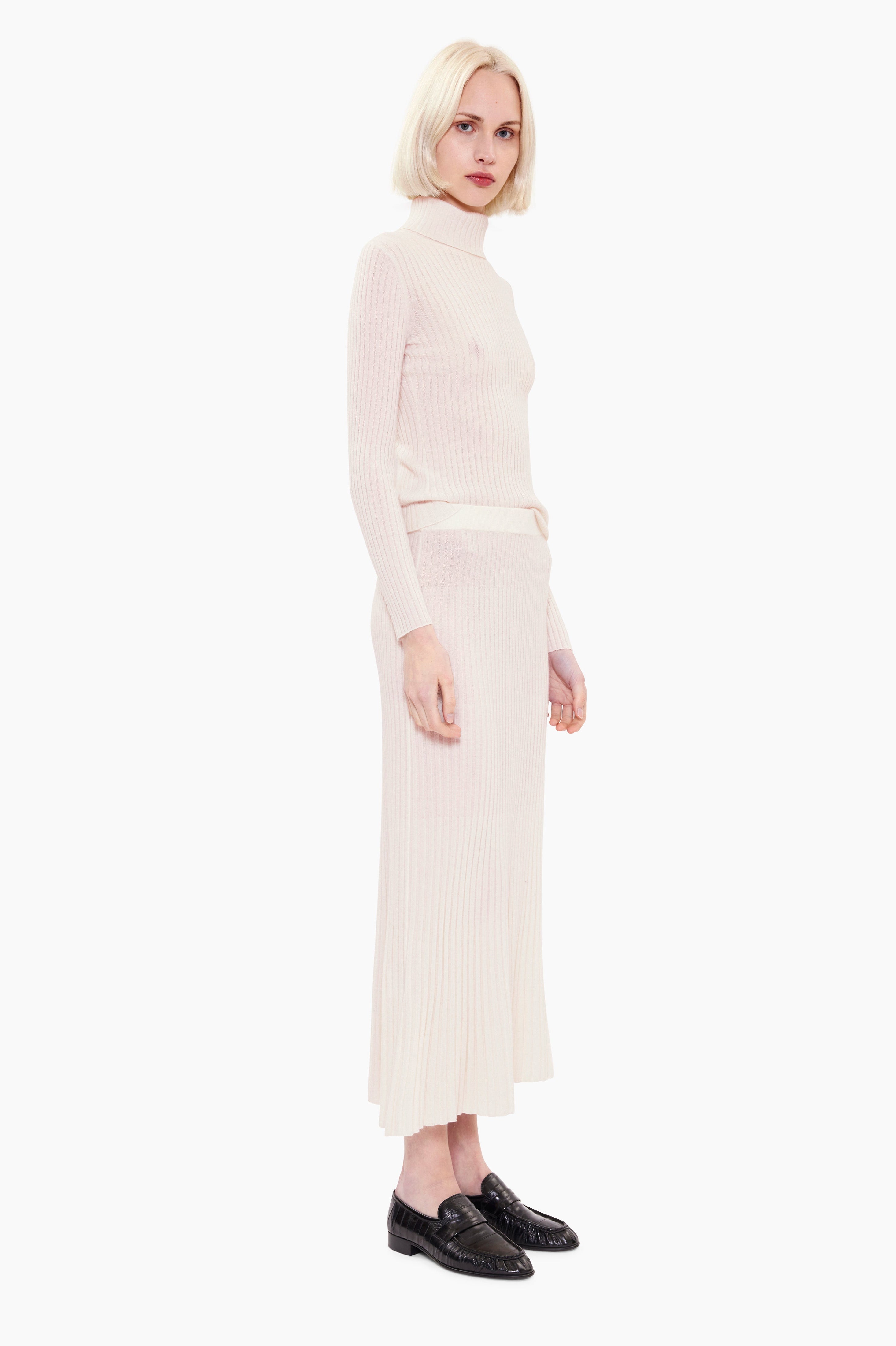 Nillie cashmere Skirt - Ivory – side view