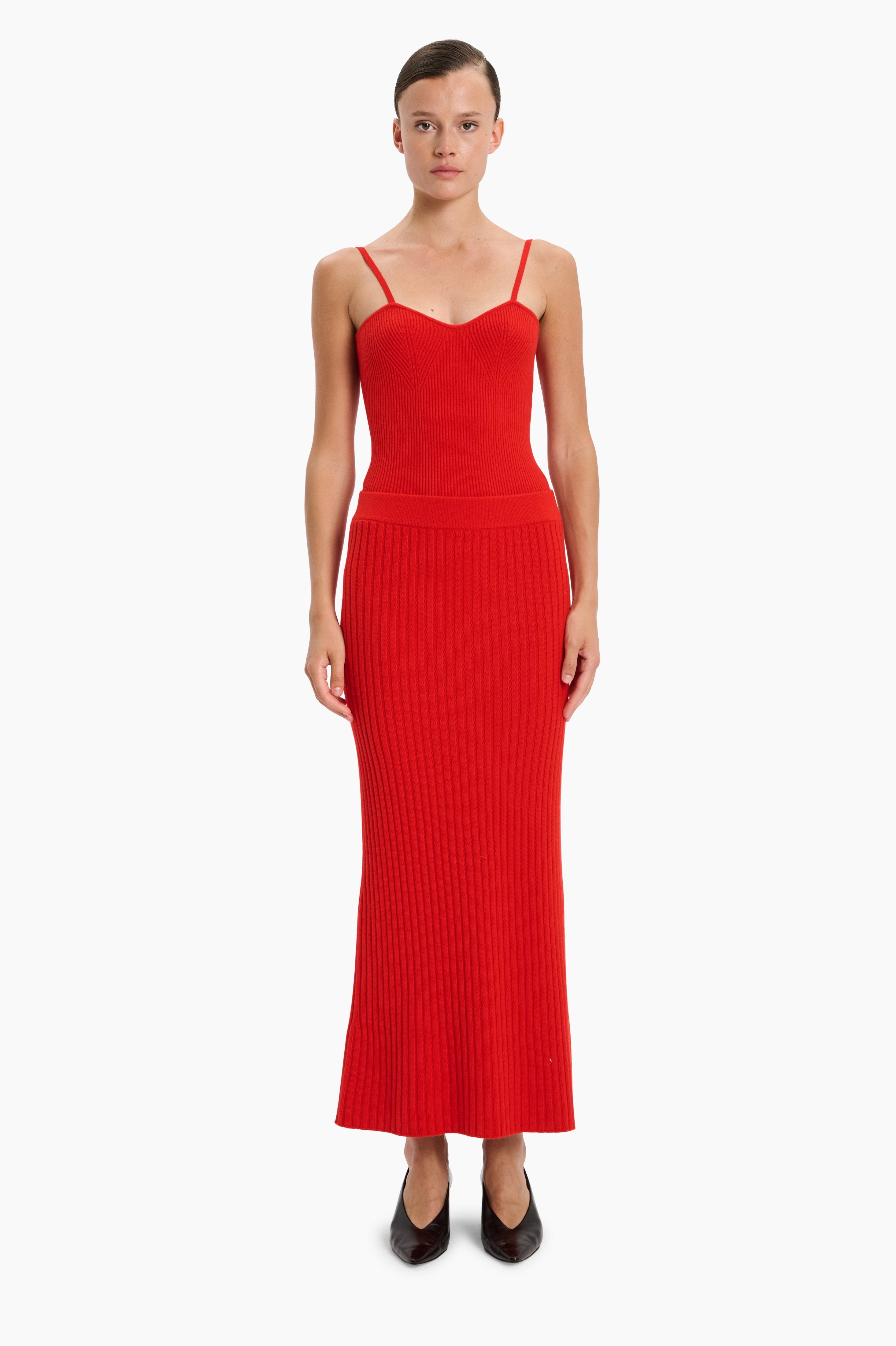 Lisa cashmere Skirt - Lipstick Red – front view