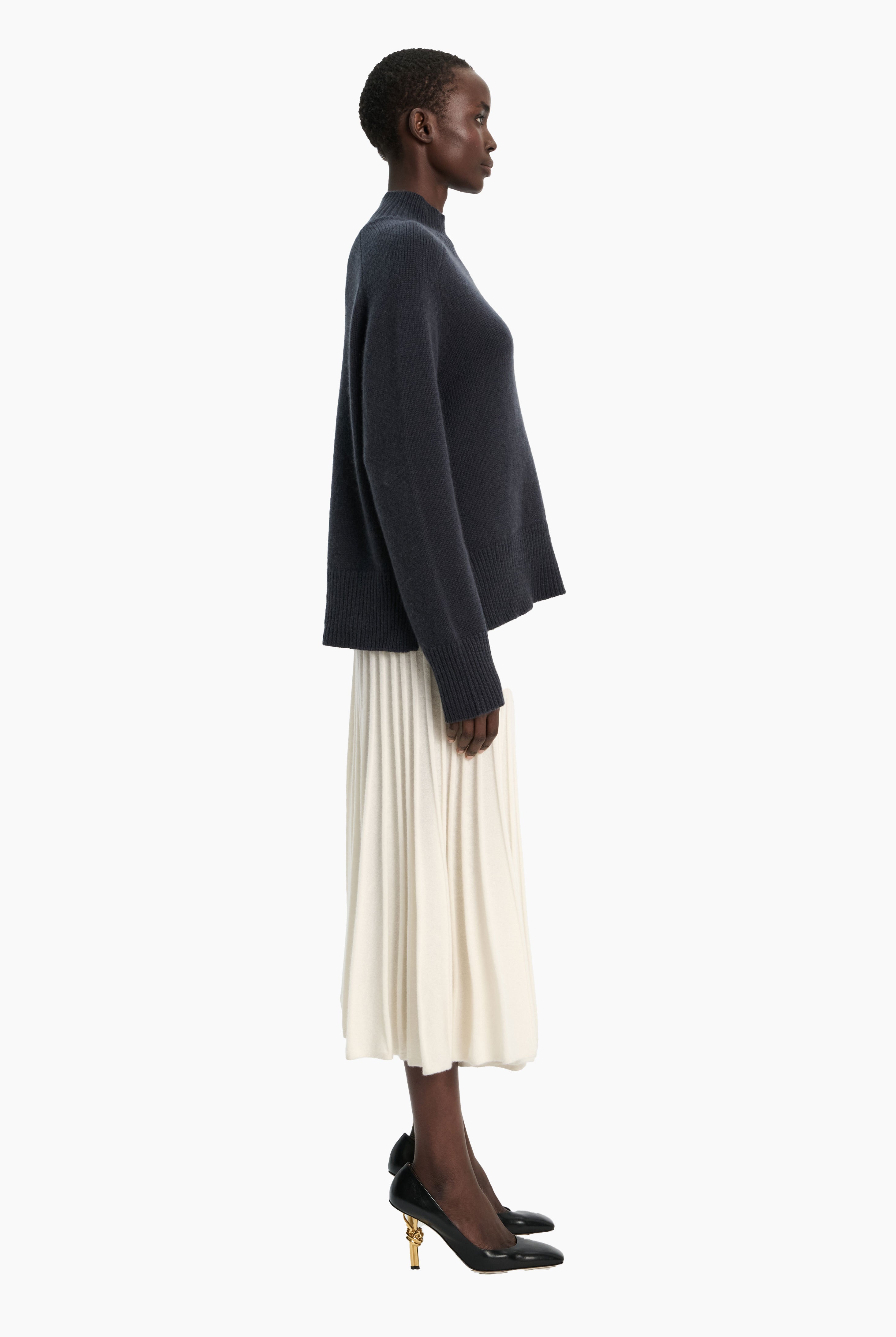Sabrina cashmere Skirt - Ivory – side view