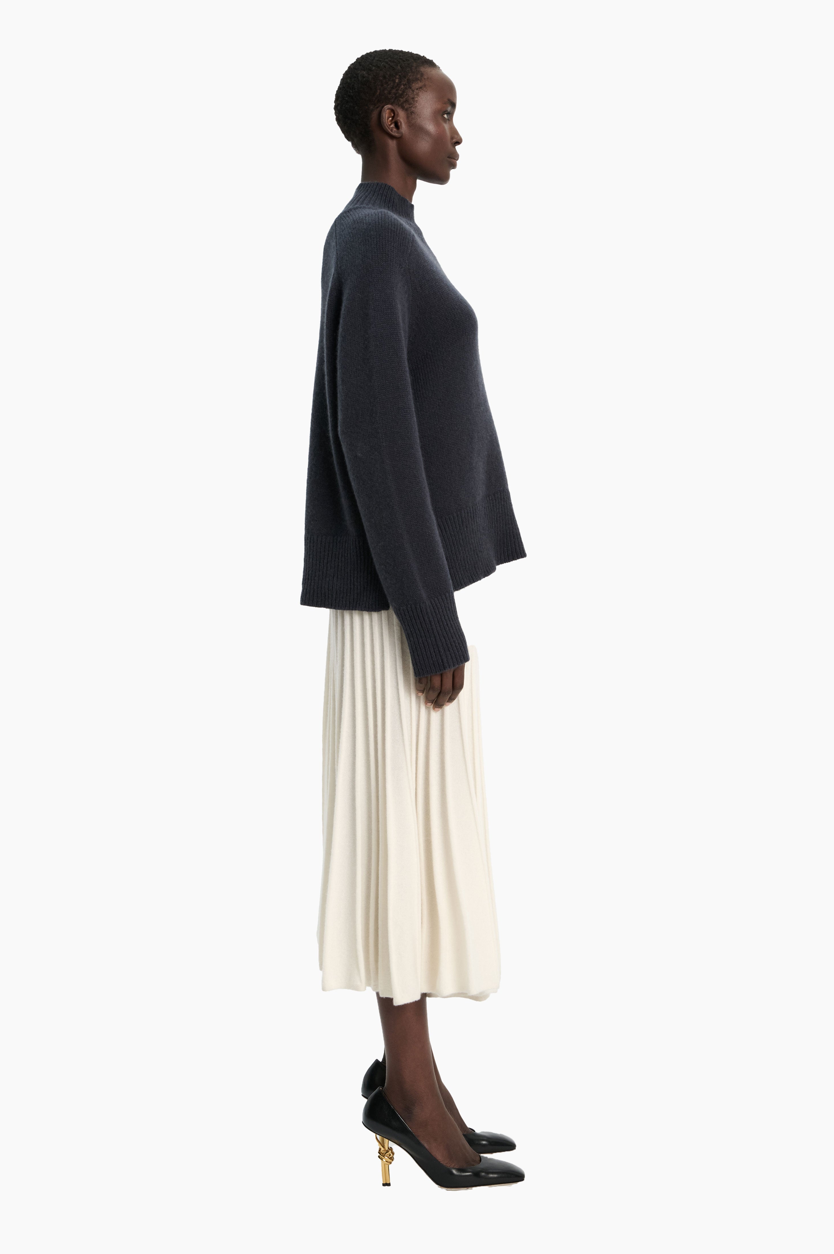 Sabrina cashmere Skirt - Ivory – side view