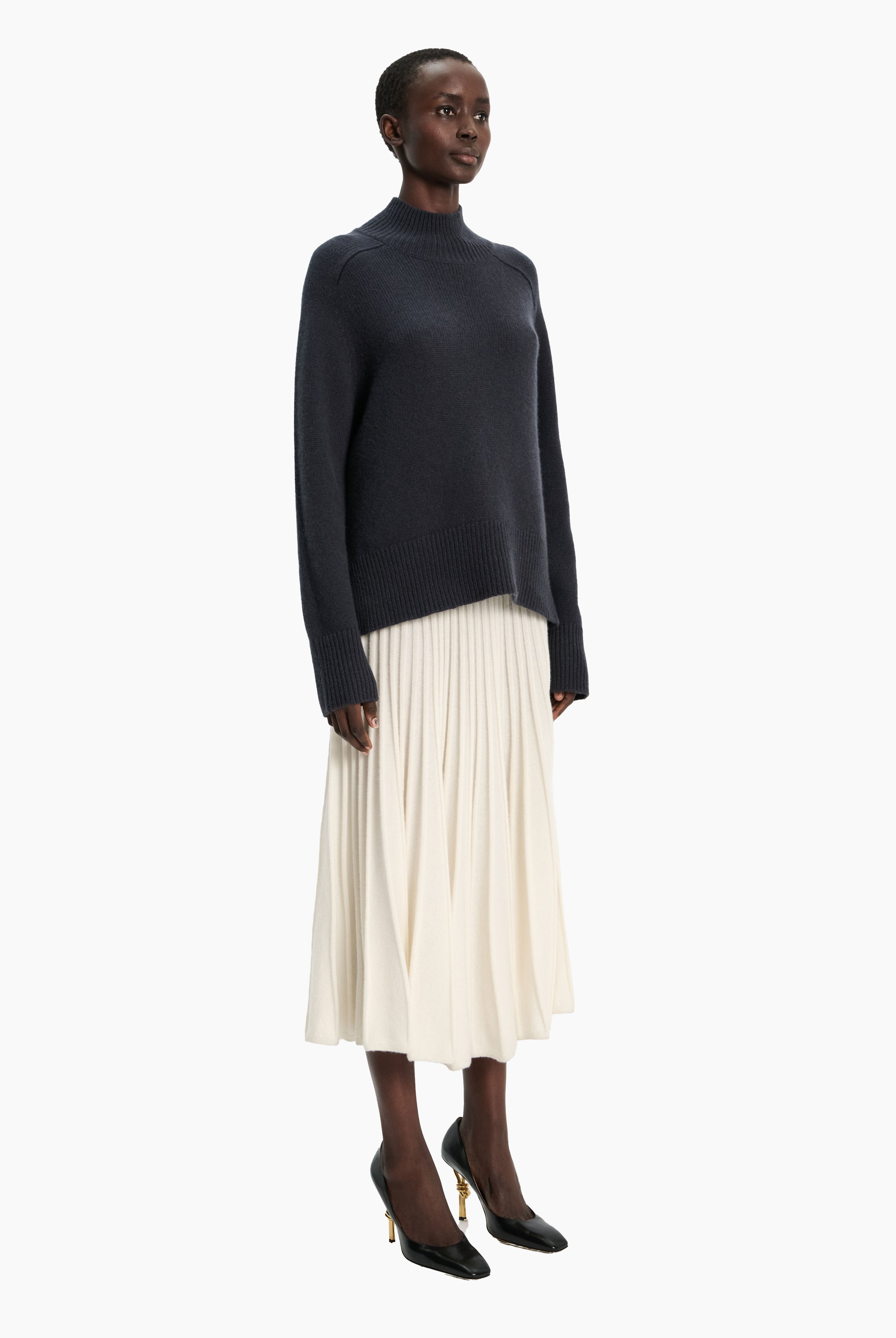 Sabrina cashmere Skirt - Ivory – side view