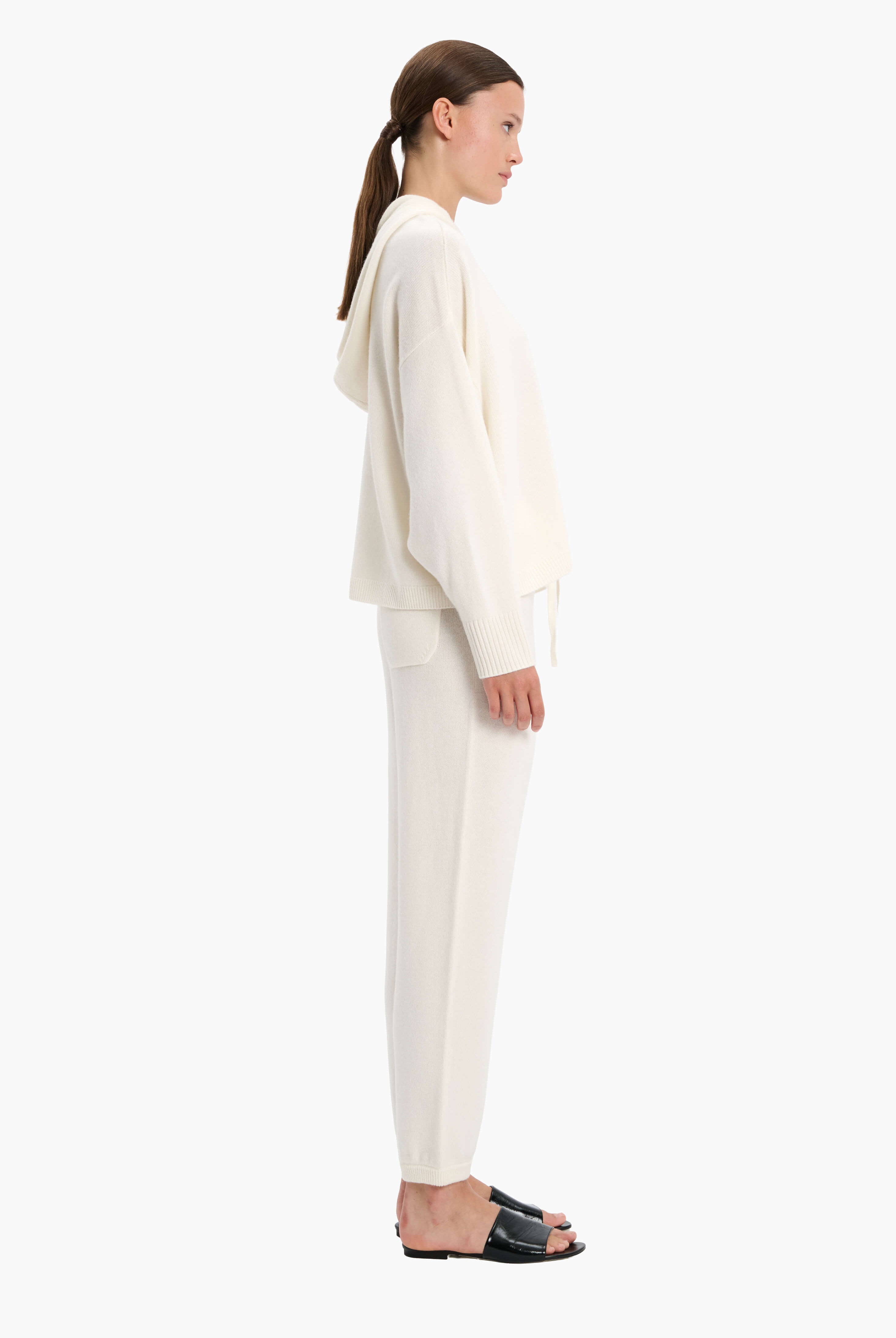 Eloise cashmere Trousers - Ivory – side view