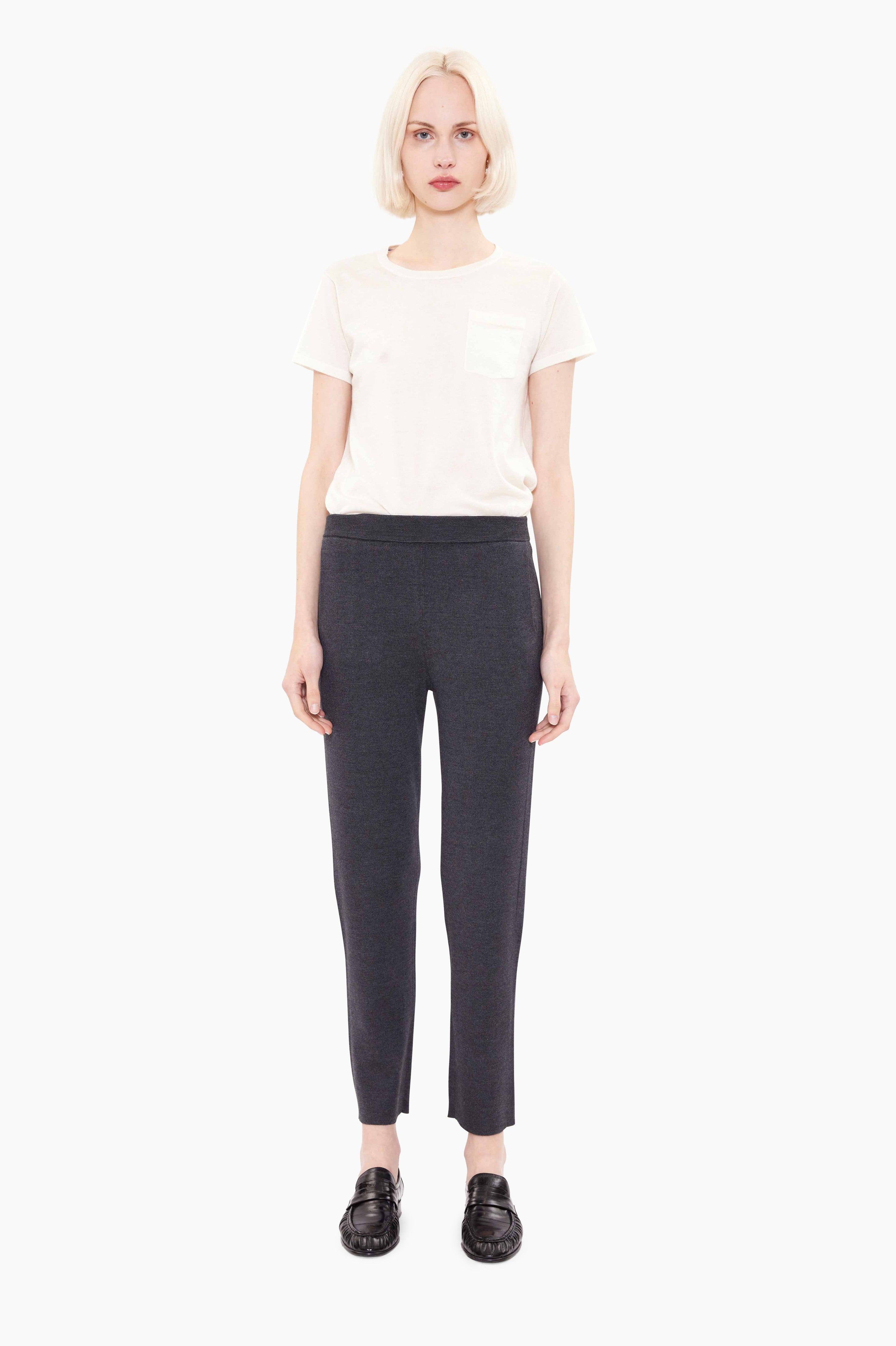 Roxy cashmere Trousers - Charcoal – front view