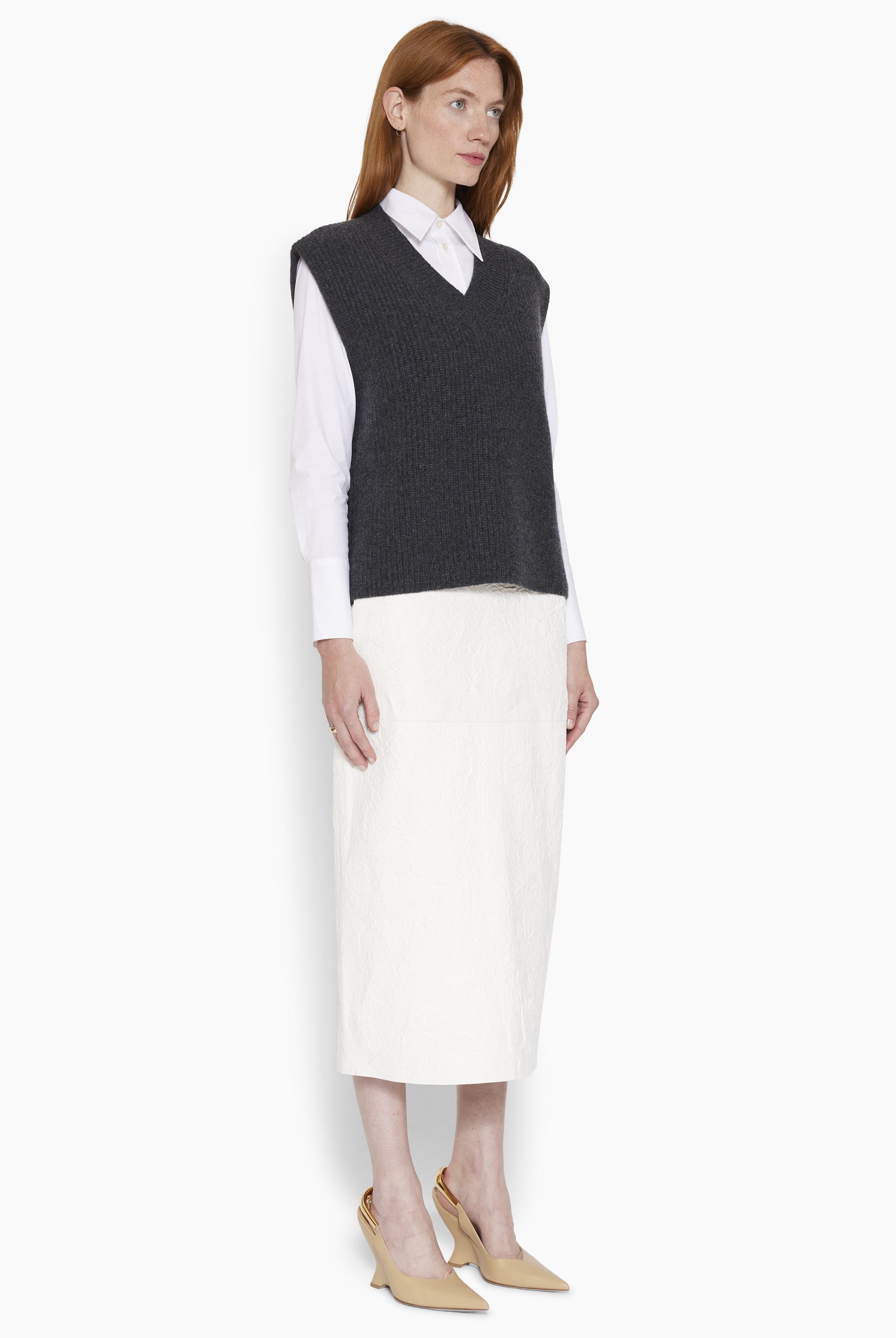 Amelia cashmere Vest - Charcoal – side view