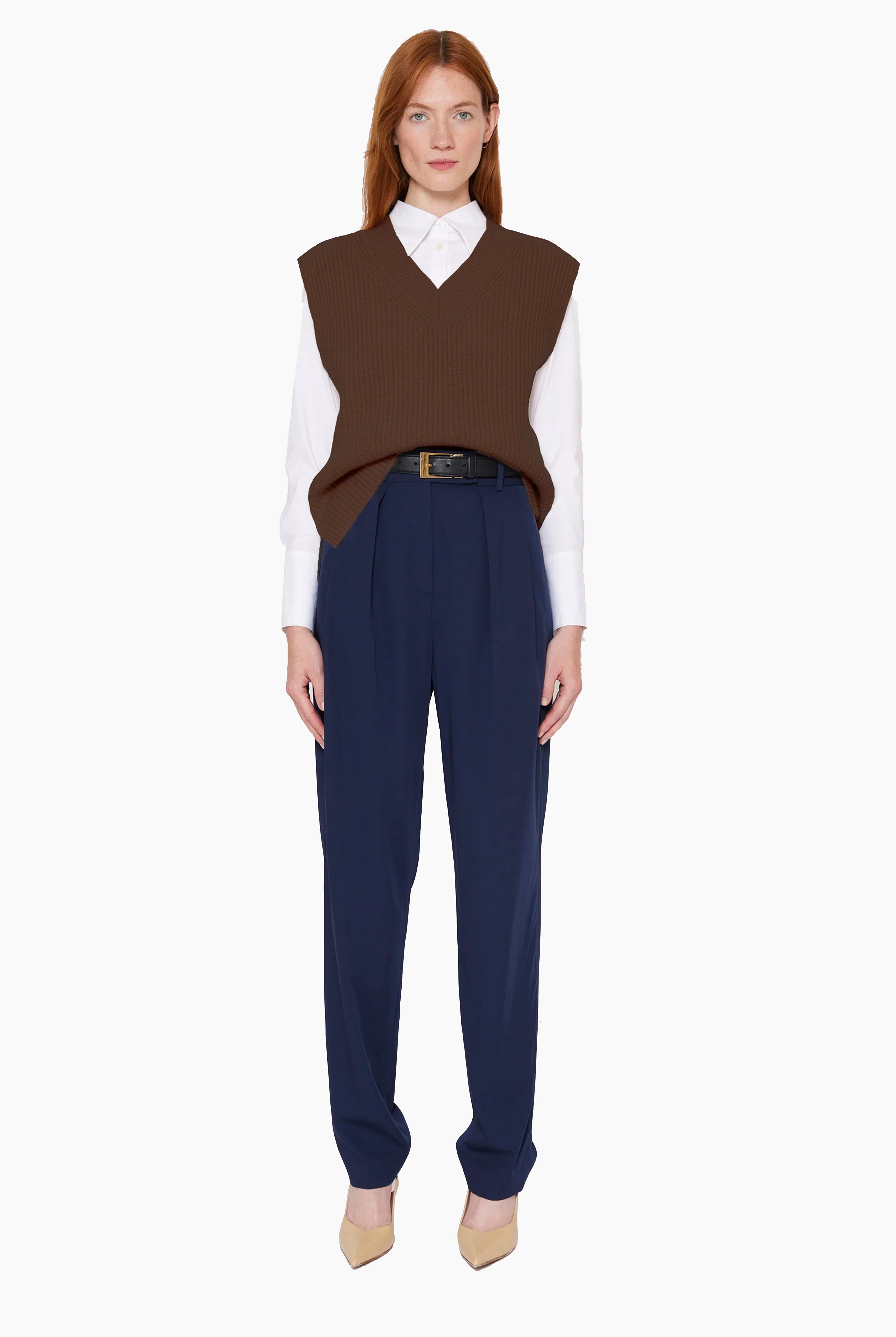 Amelia cashmere Vest - Ebony – front view