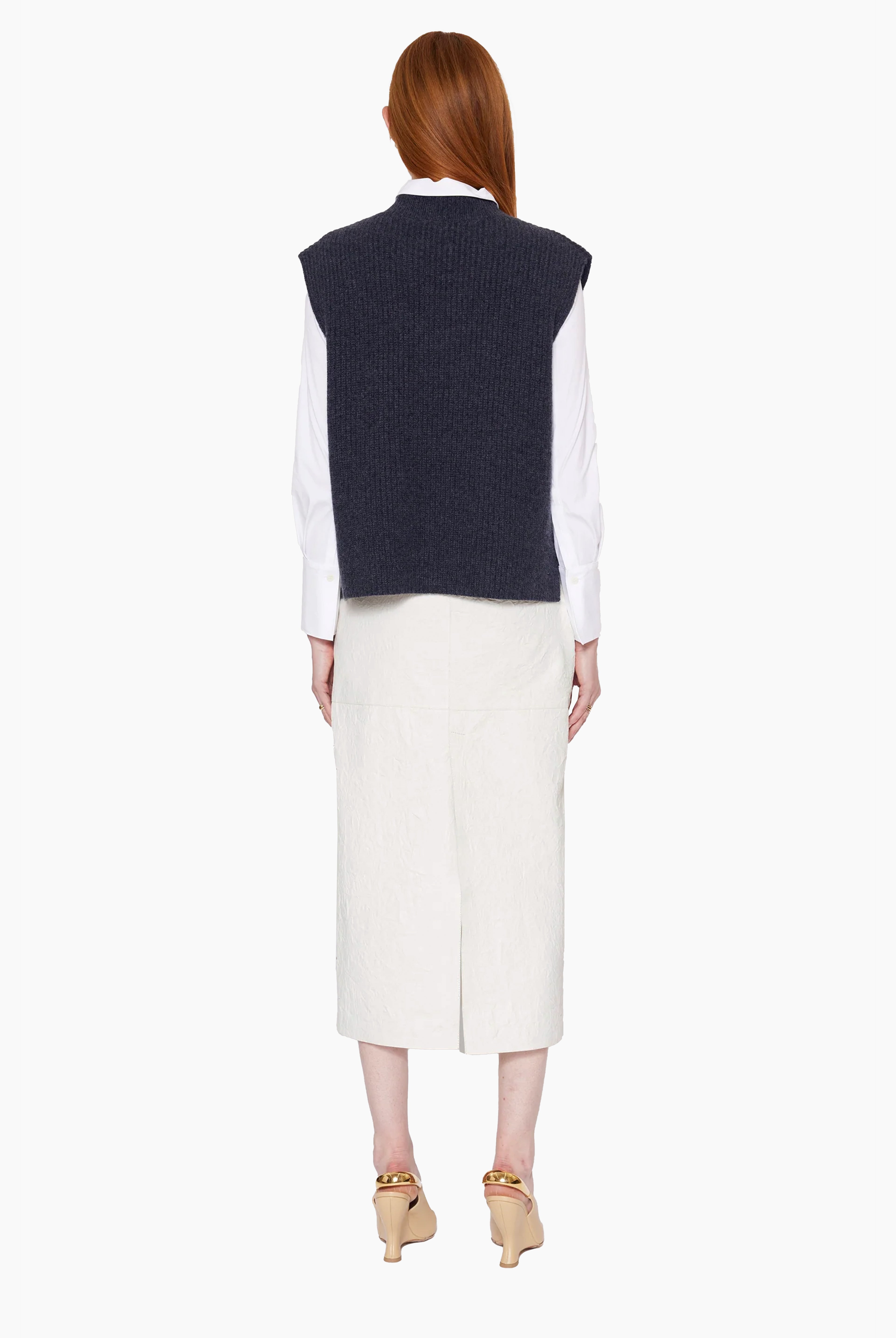 Amelia cashmere Vest - Gravity Grey – back view
