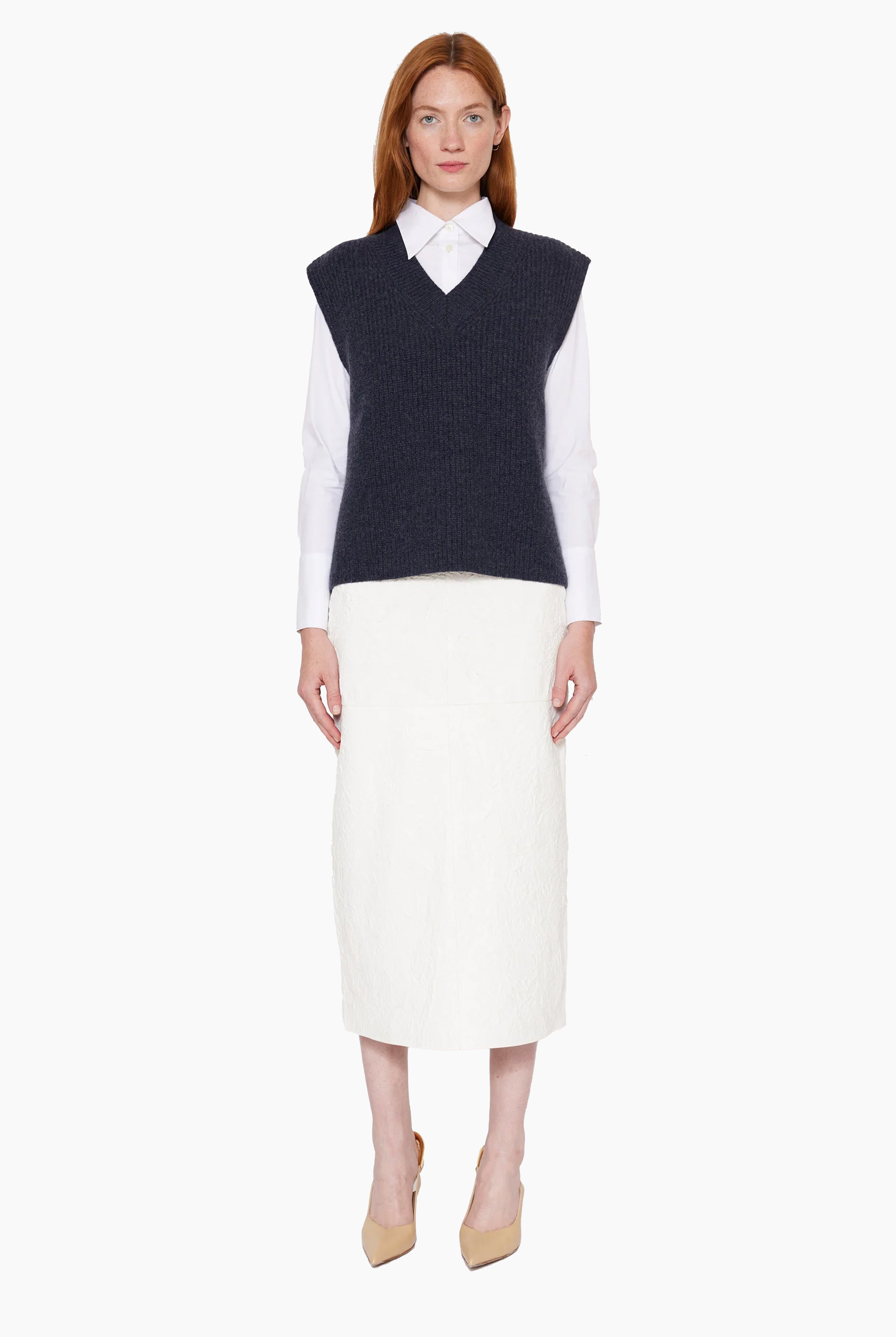 Amelia cashmere Vest - Gravity Grey – front view