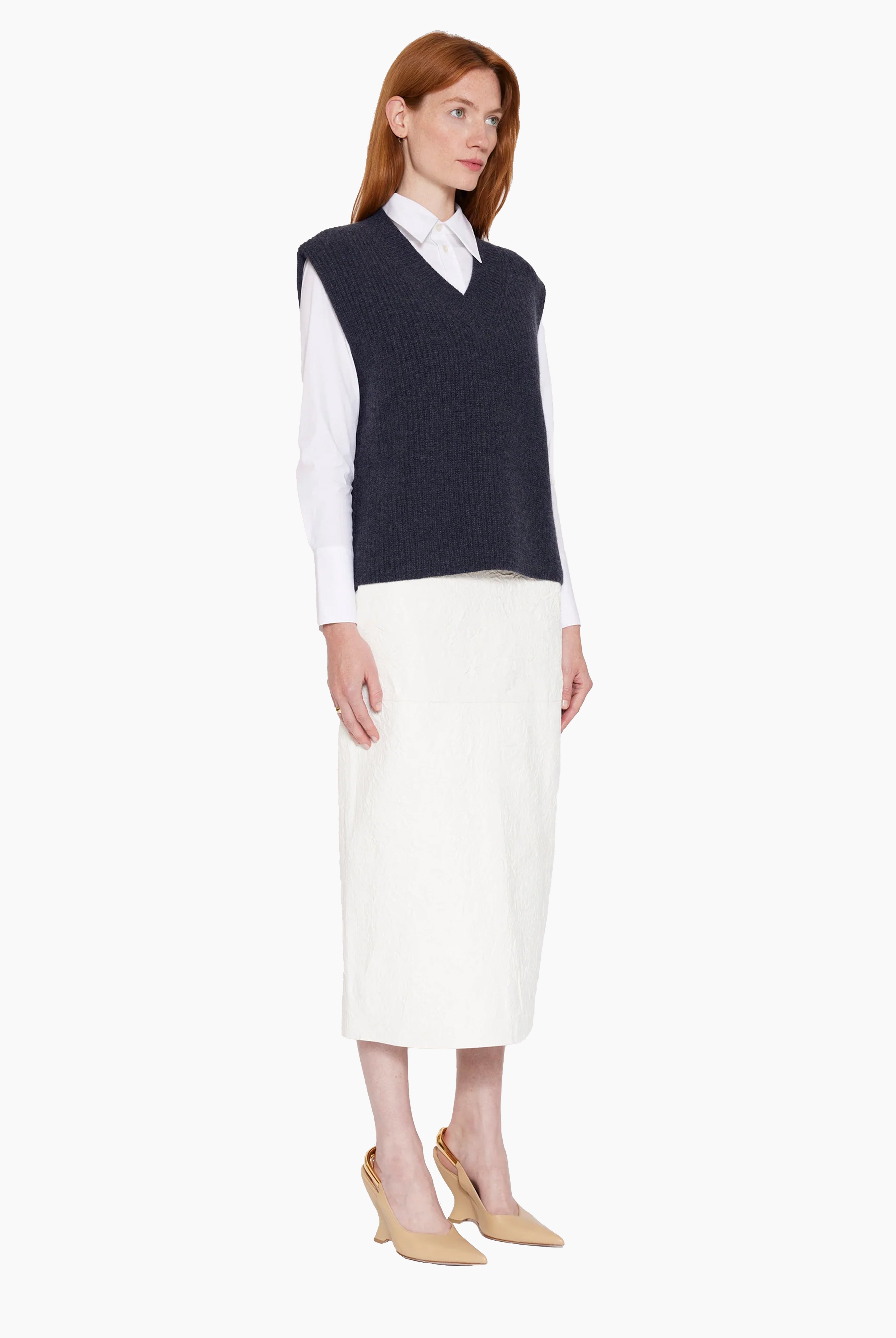 Amelia cashmere Vest - Gravity Grey – side view