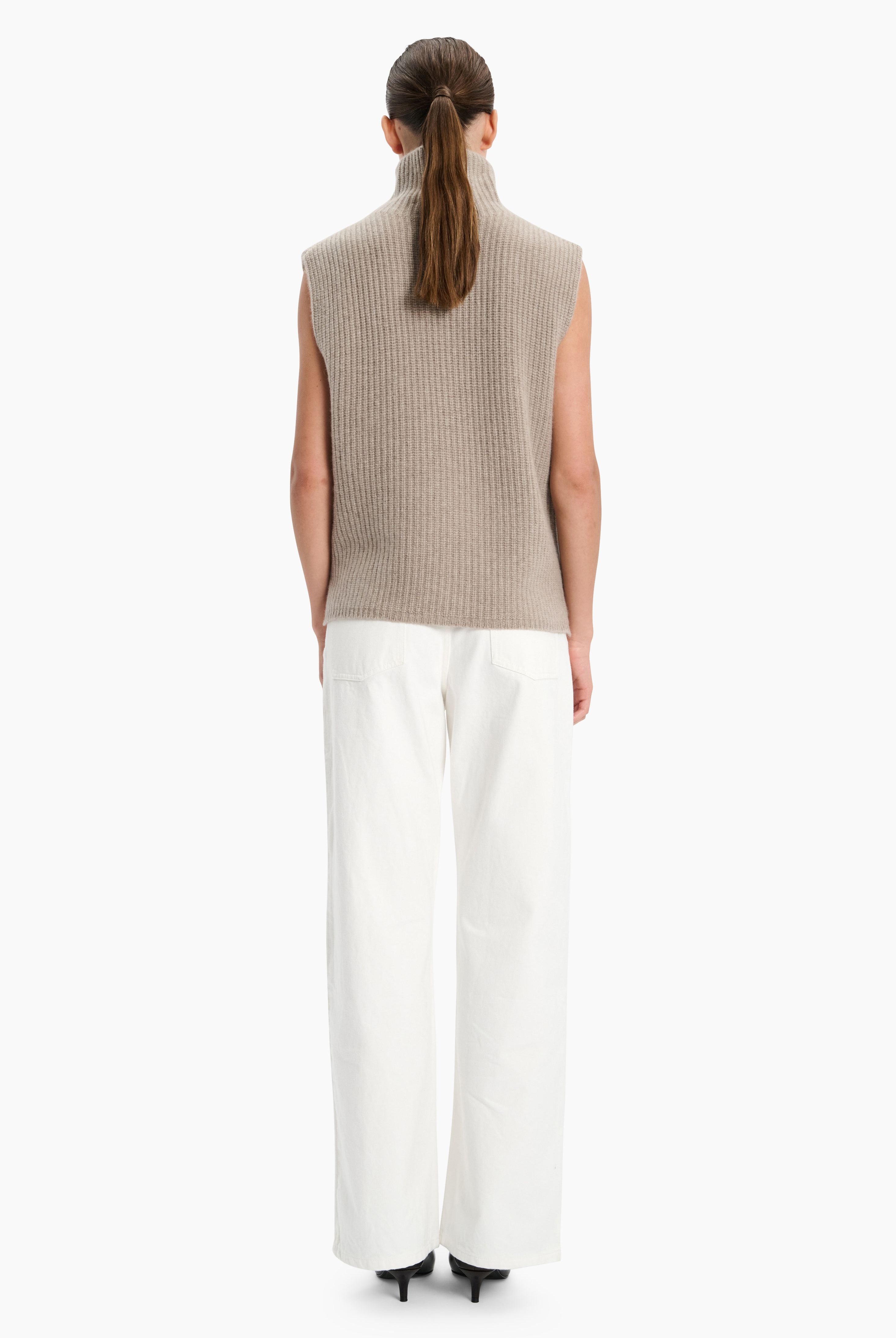 Amalfi cashmere Vest - Beige Melange – back view