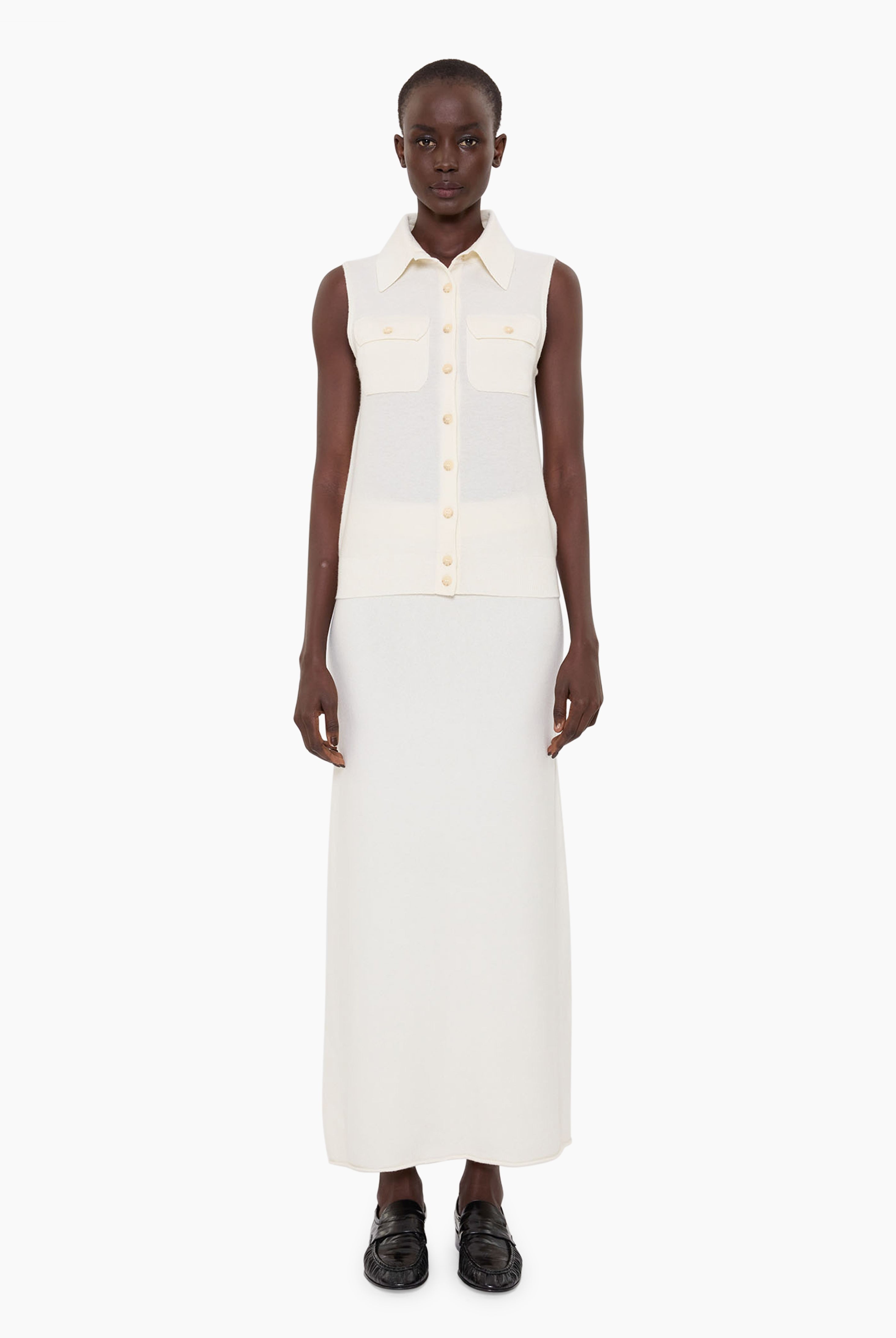 Shelby cashmere Vest - Ivory – front view