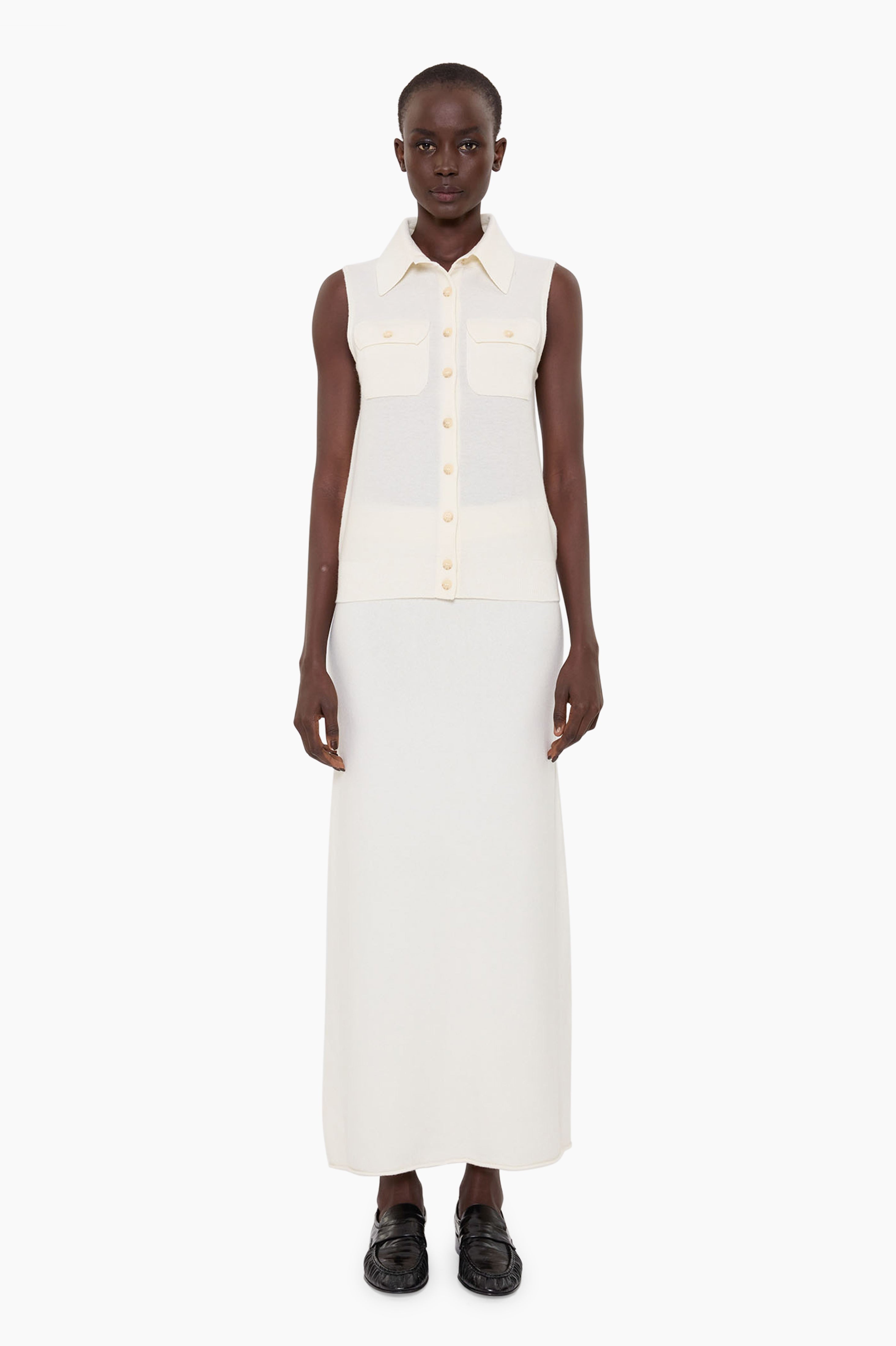 Shelby cashmere Vest - Ivory – front view