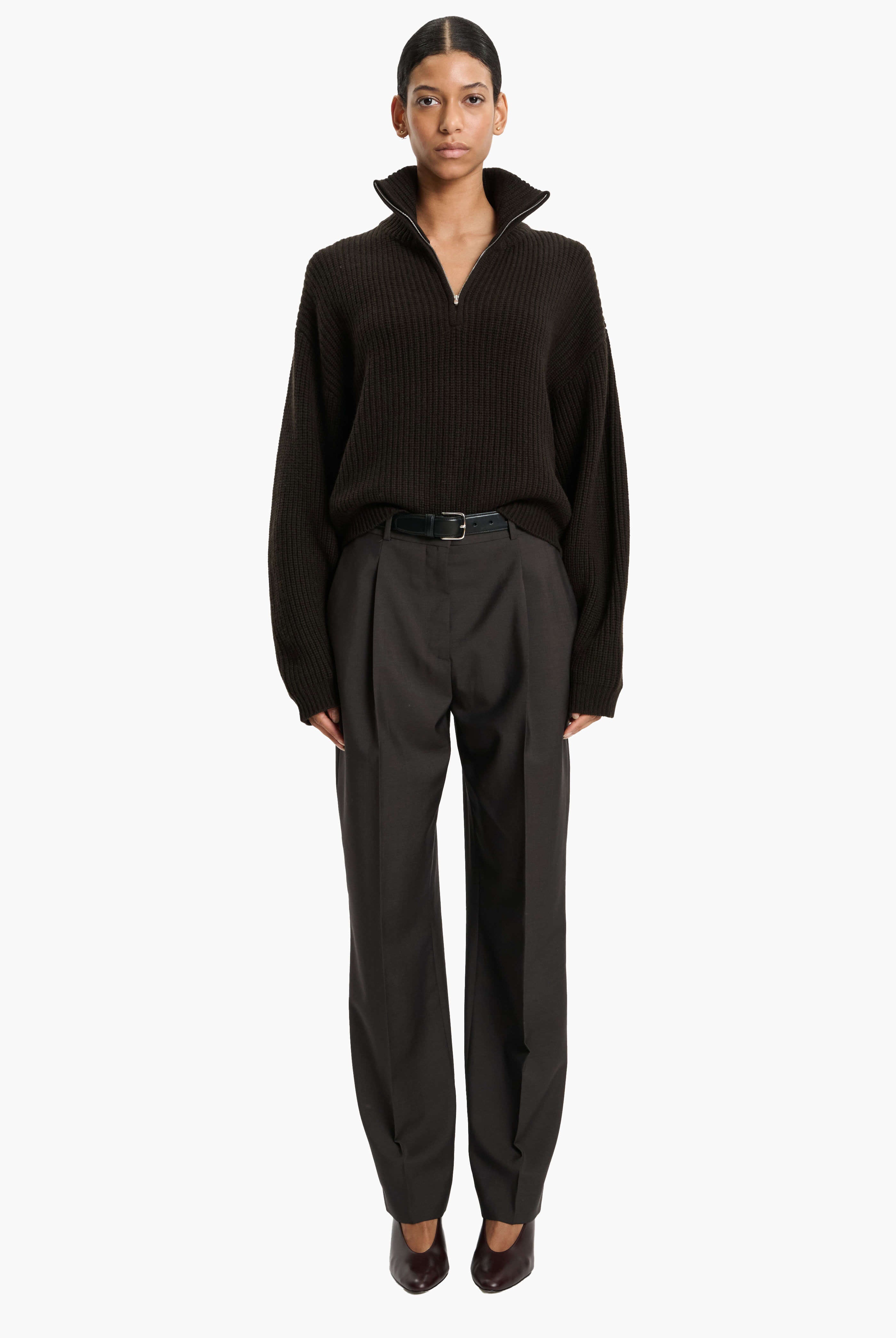 Millie cashmere Sweater - Brown Wood – front view