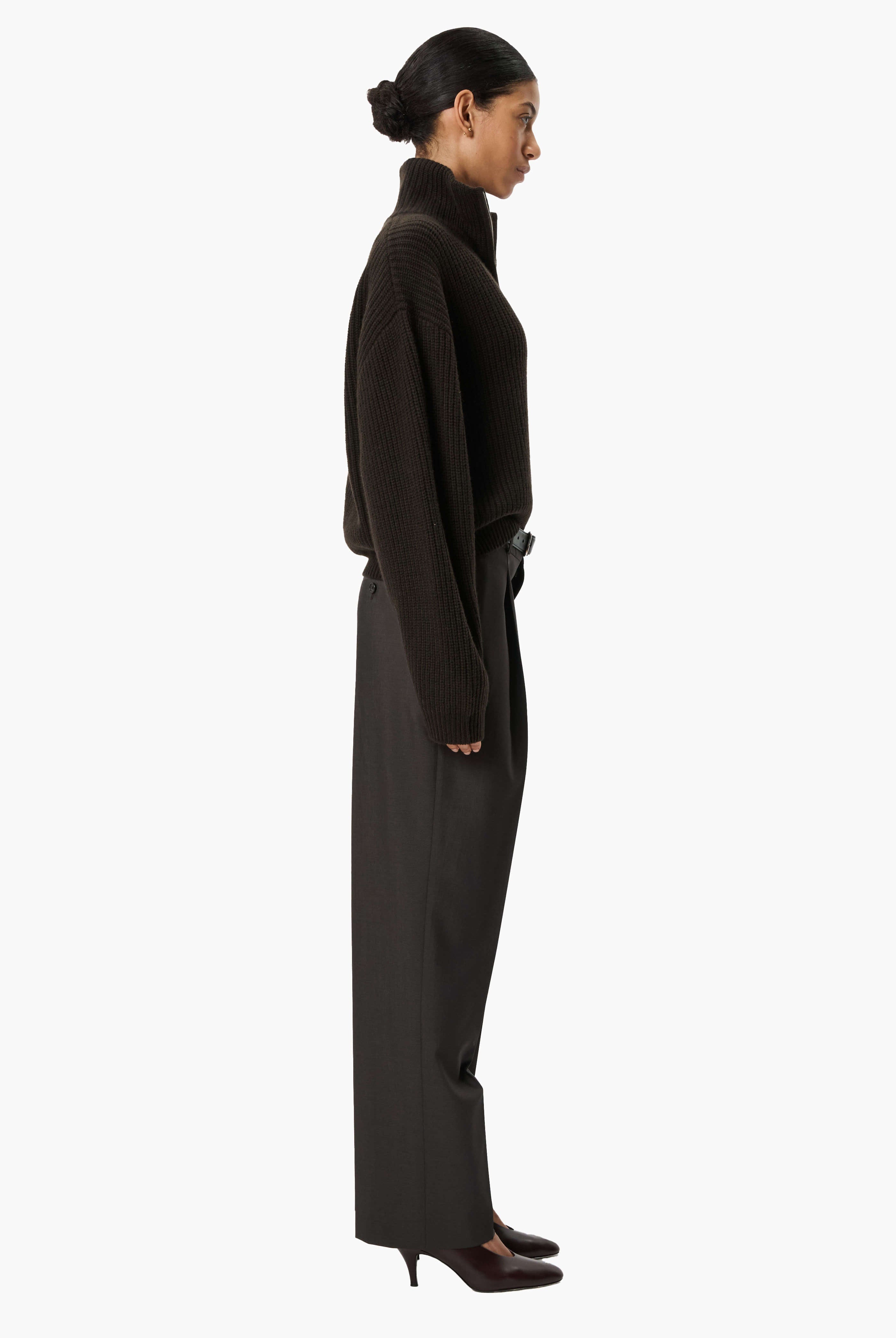Millie cashmere Sweater - Brown Wood – side view