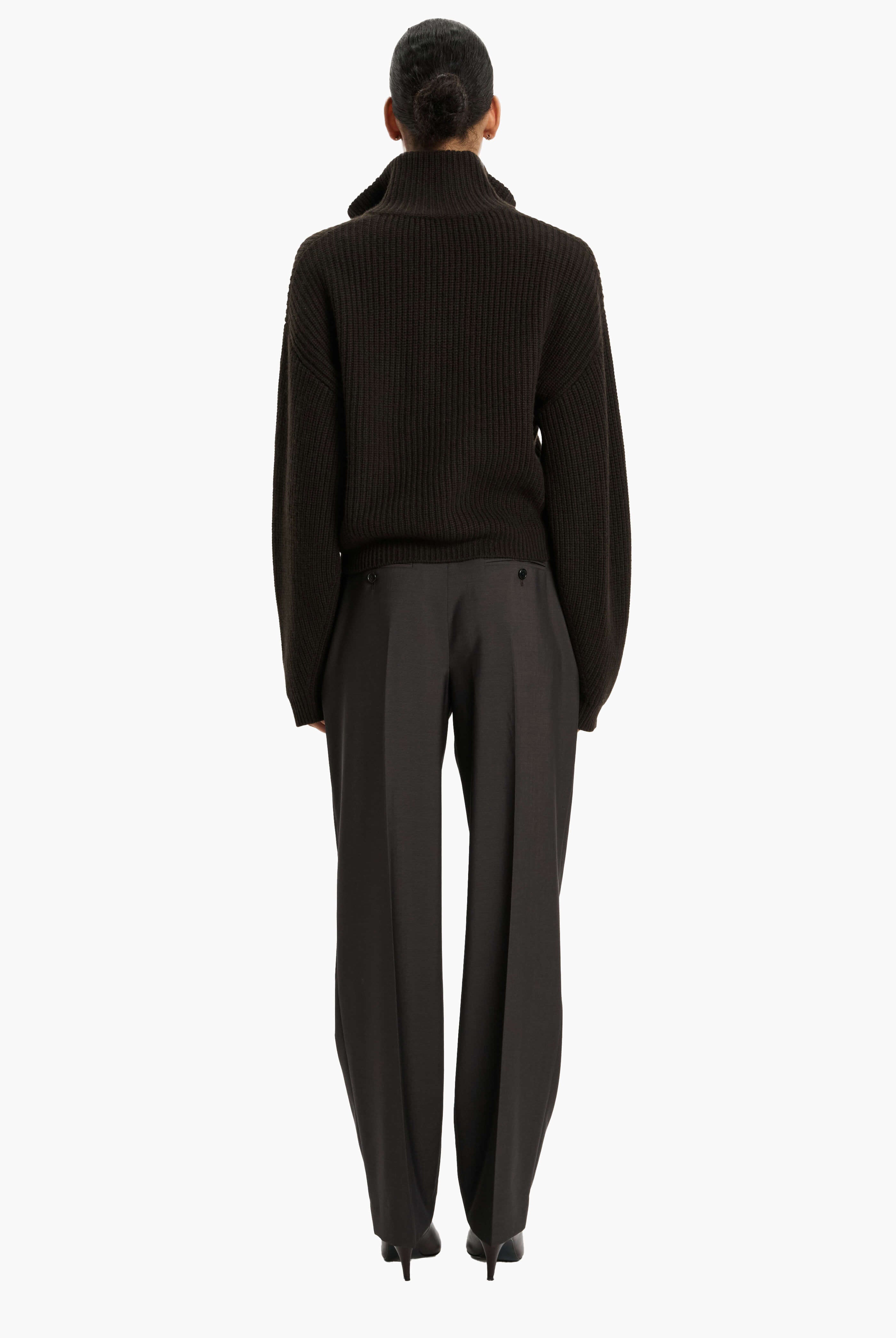 Millie cashmere Sweater - Brown Wood – back view