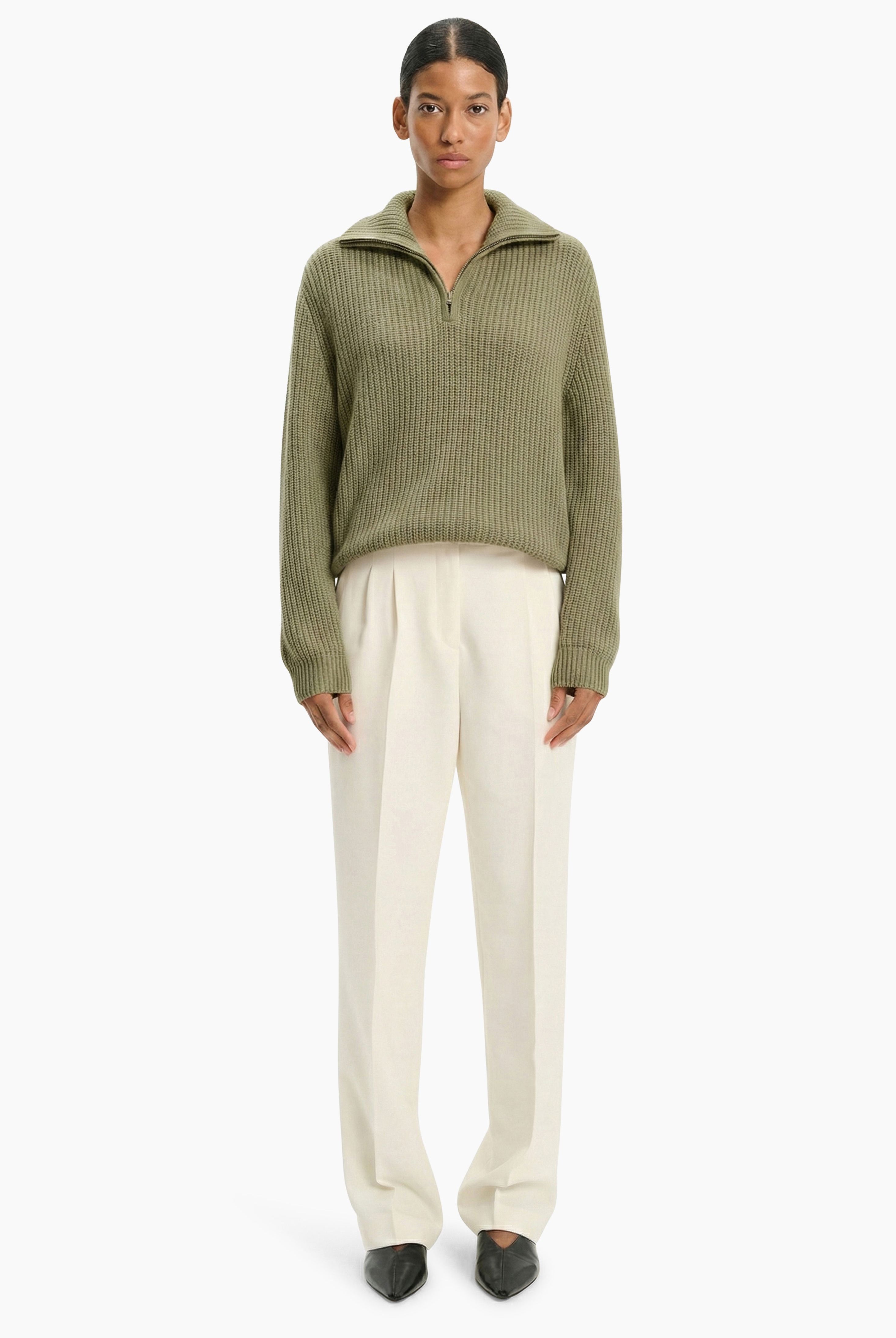 Millie cashmere Sweater - Olive Grey – front view