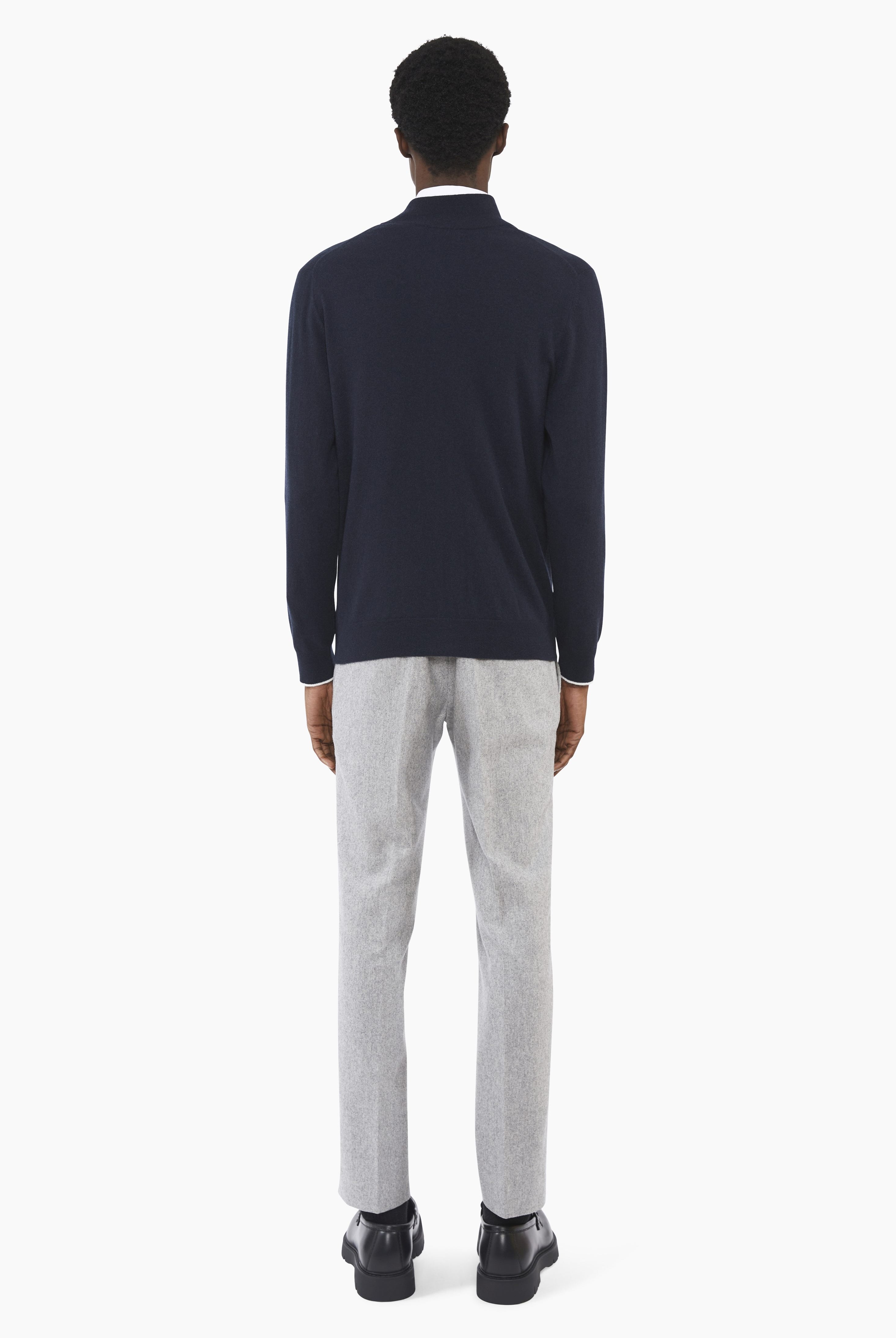 Newquay Full Zip cashmere Cardigan - Navy – back view