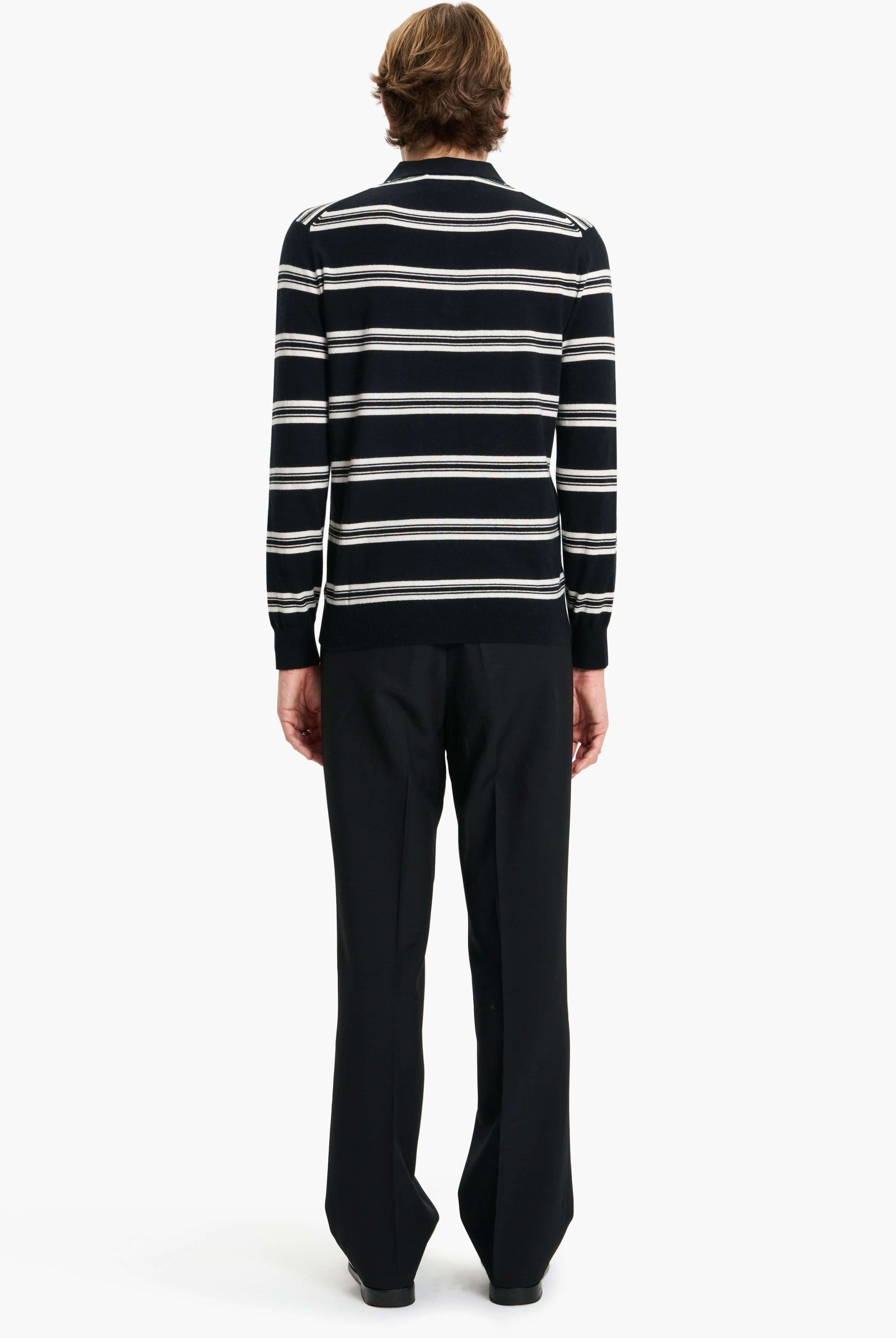 Mr Swansea Striped cashmere Sweater - Black – back view
