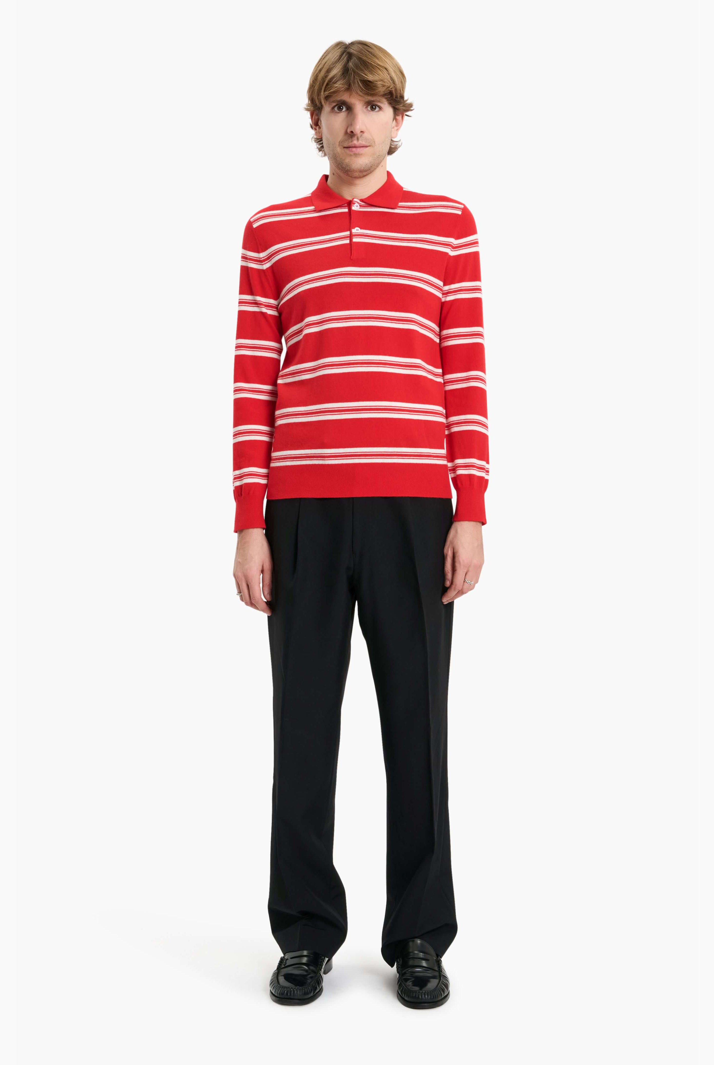 Mr Swansea Striped cashmere Sweater - Postbox Red – front view