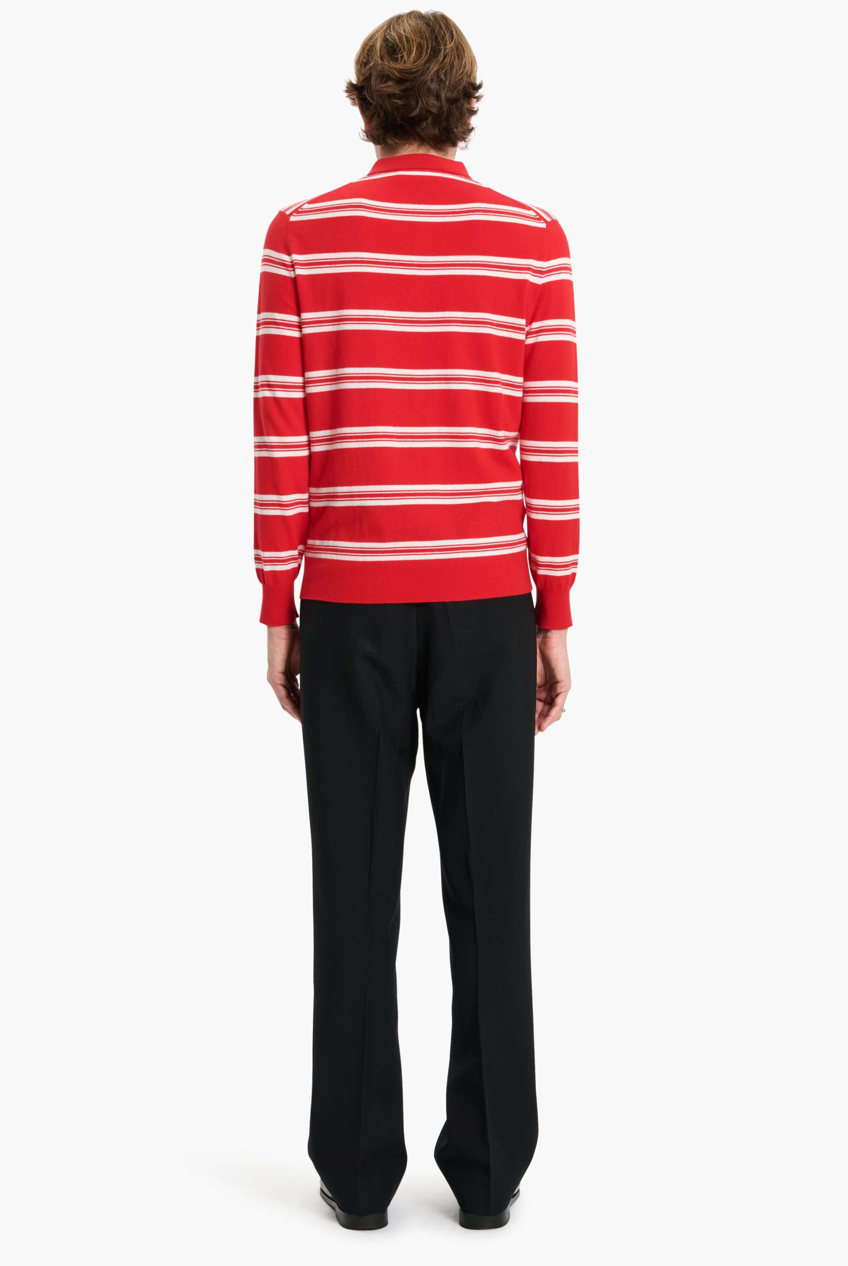 Mr Swansea Striped cashmere Sweater - Postbox Red – back view