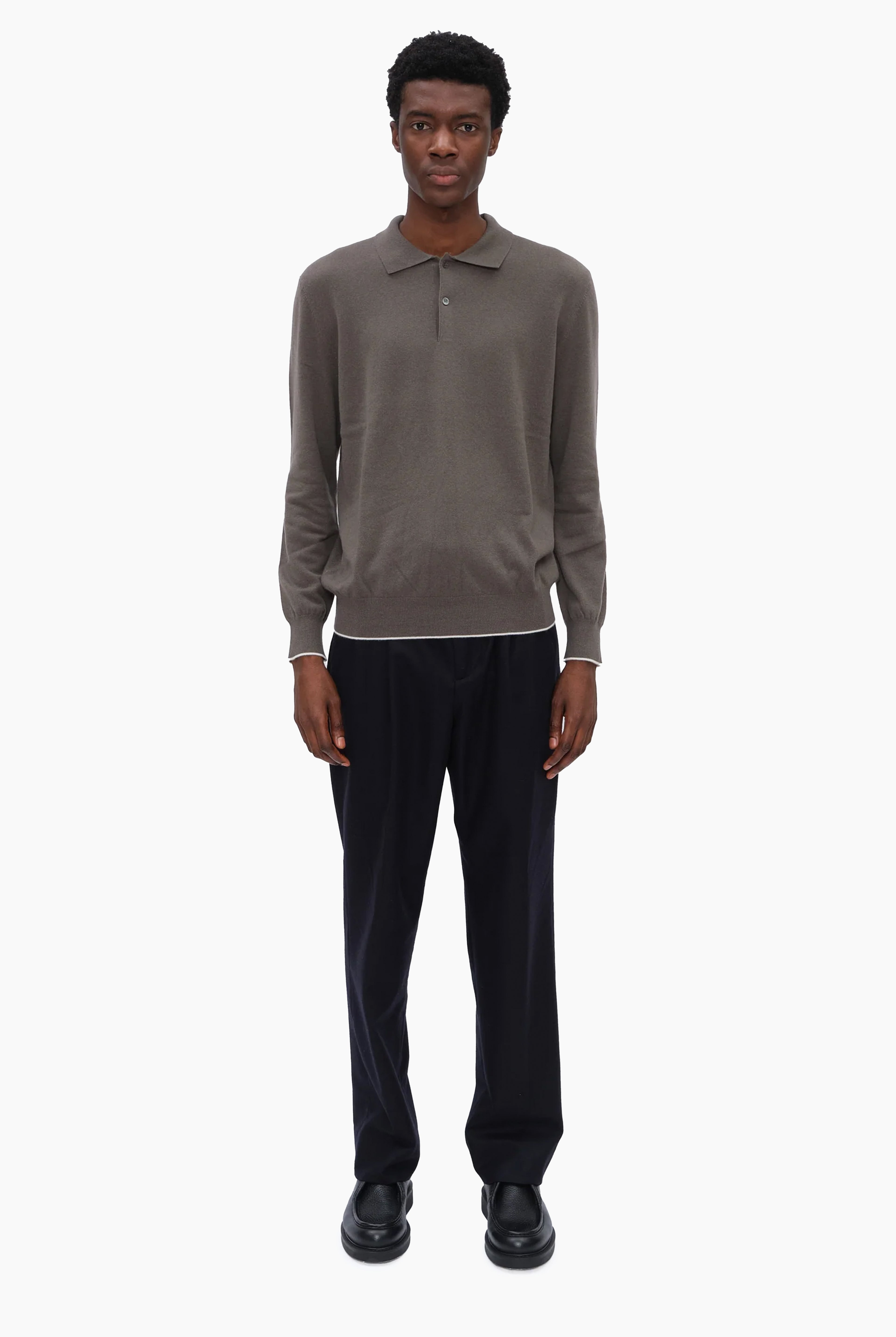 Mr Swansea cashmere Sweater - Evergreen Fog – front view