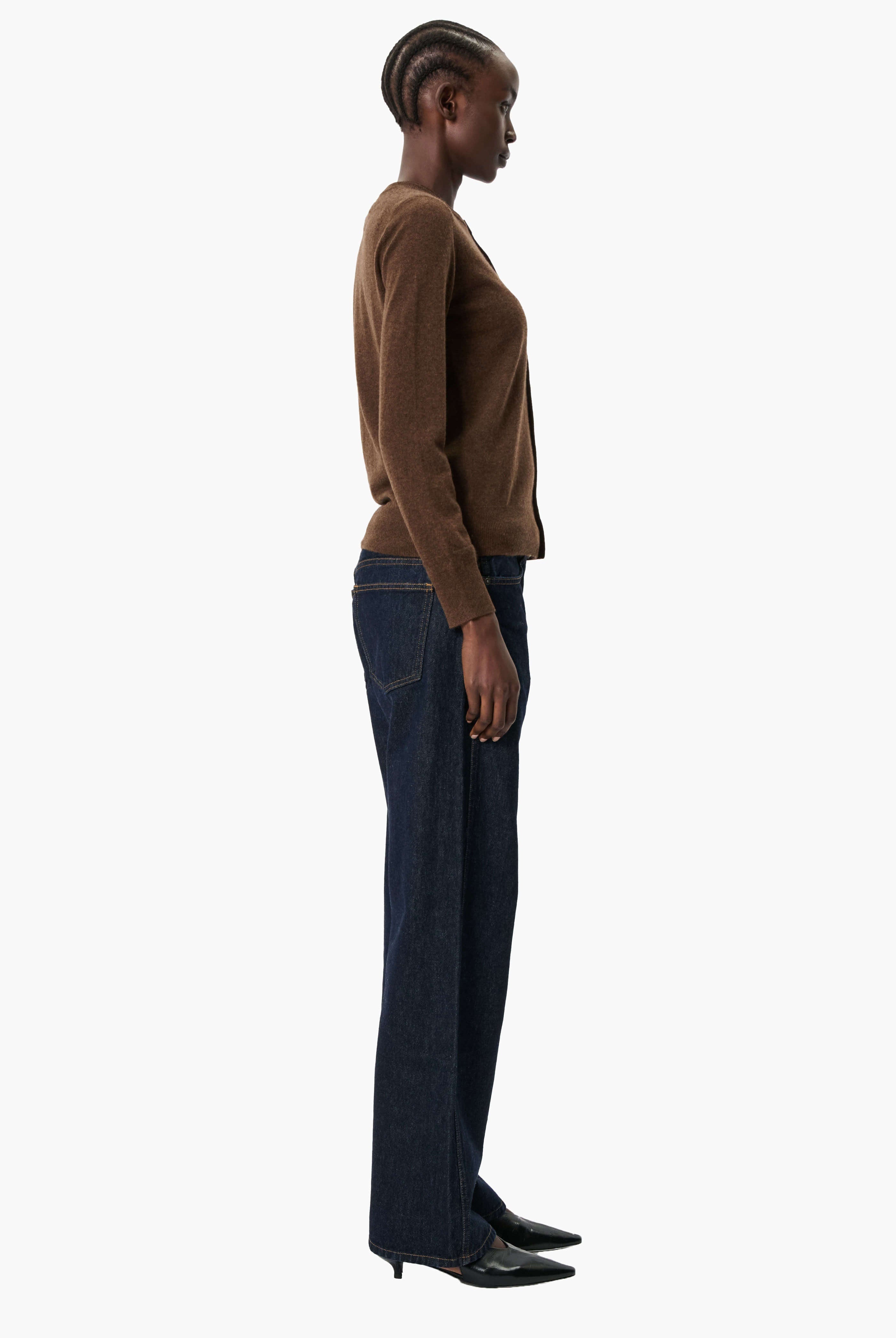 Nappa cashmere Cardigan - Brown Chocolate Marl – side view