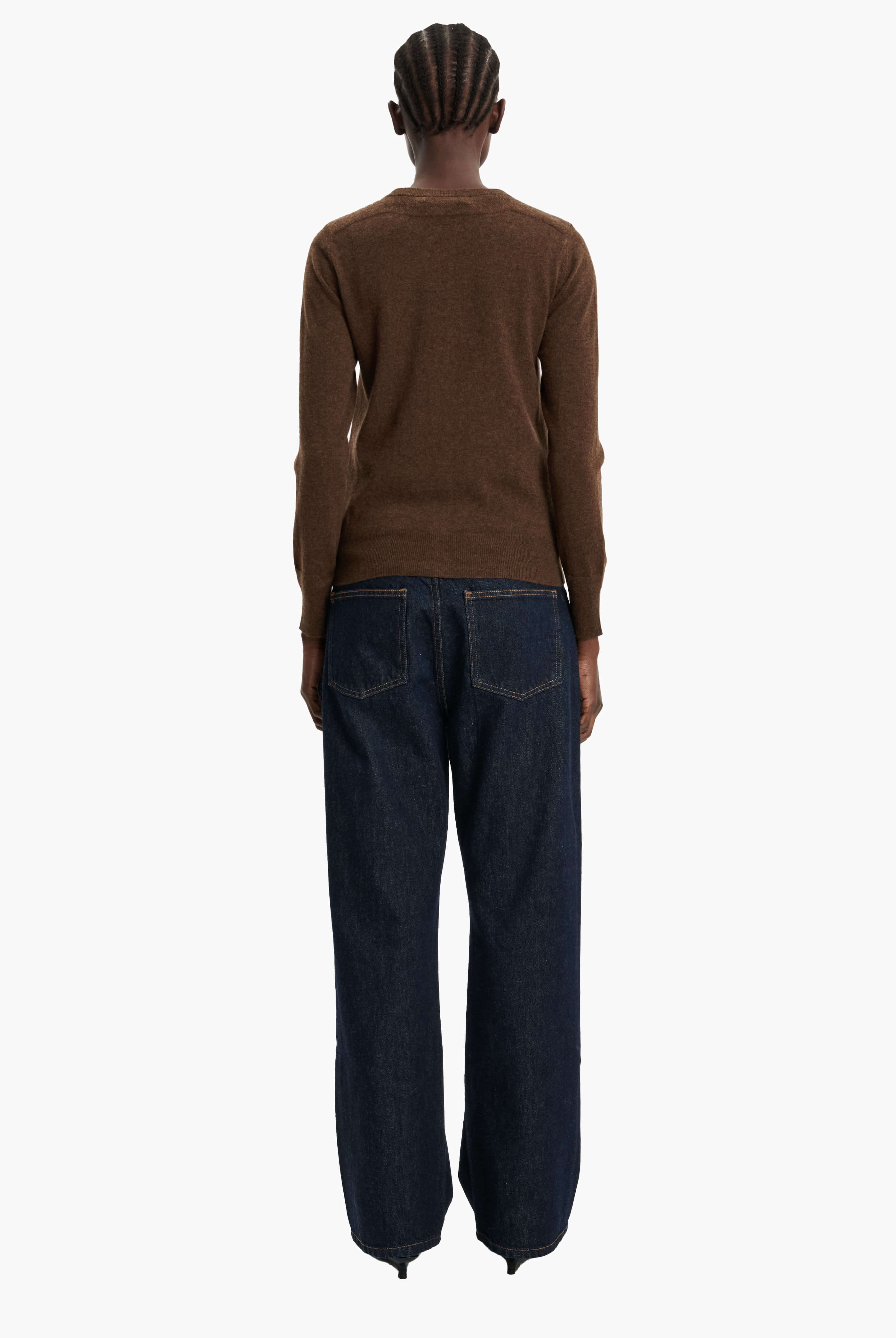 Nappa cashmere Cardigan - Brown Chocolate Marl – back view