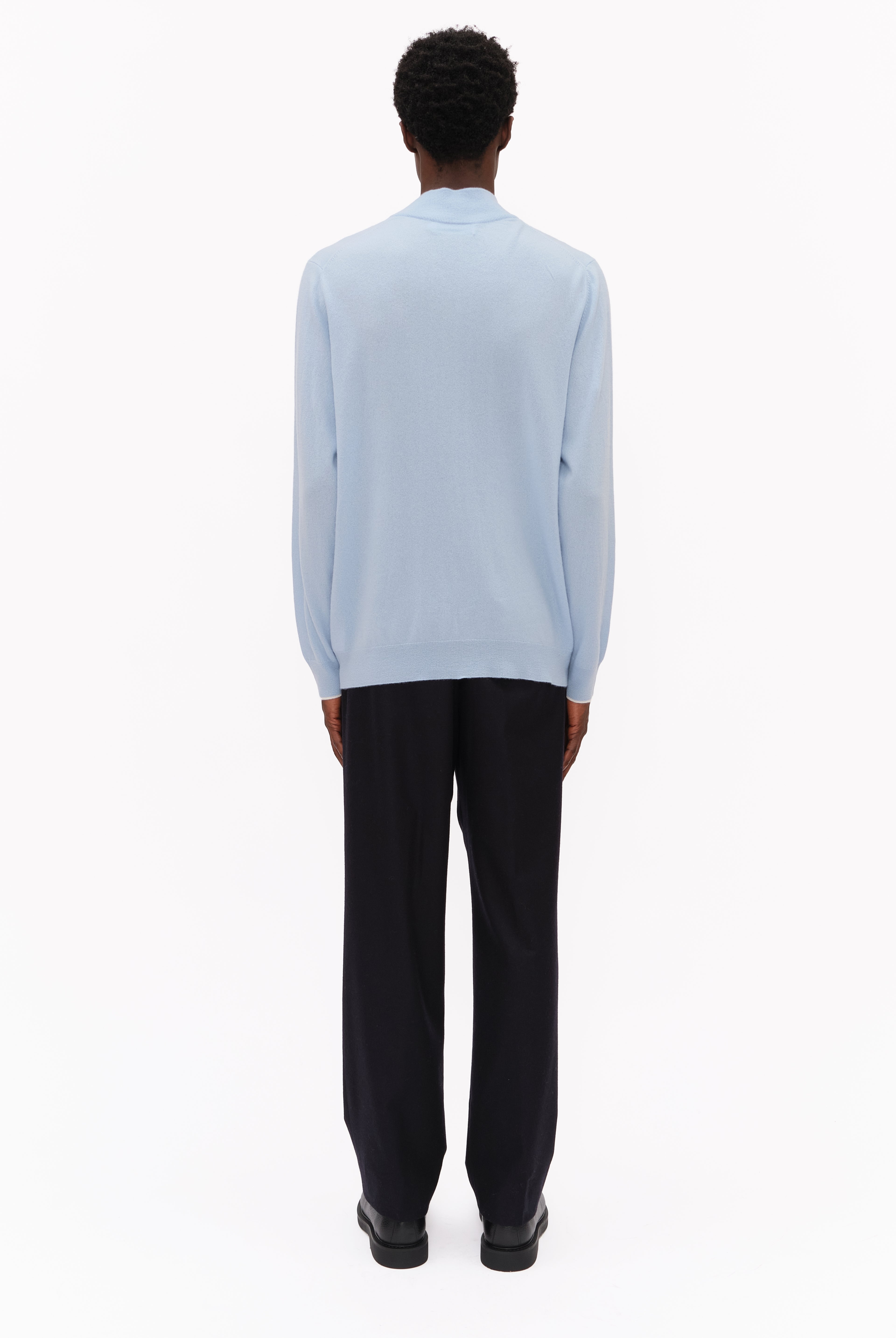 Newquay Full Zip cashmere Cardigan - Sky Blue – back view