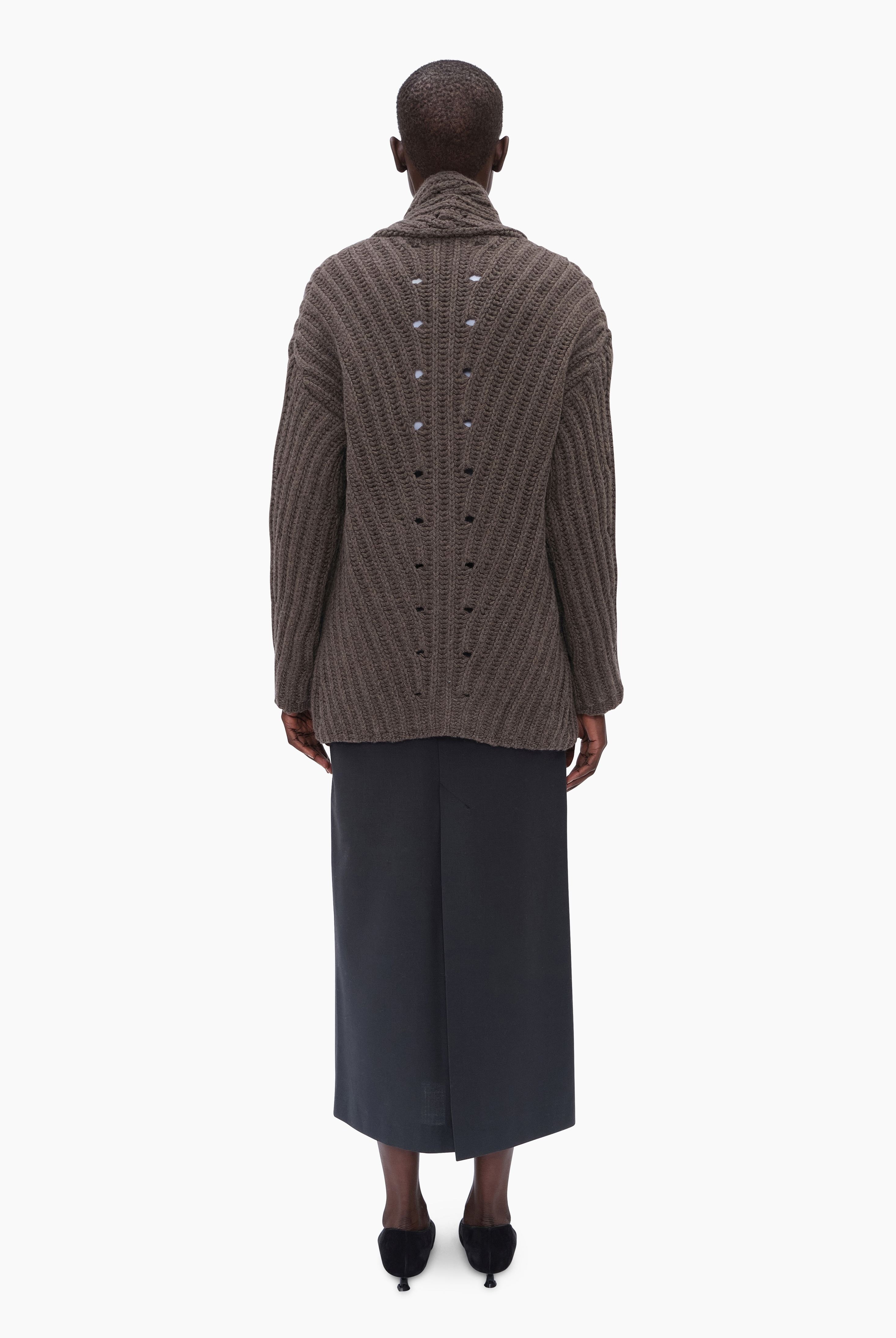 Nottingham cashmere Cardigan - Mushroom – back view