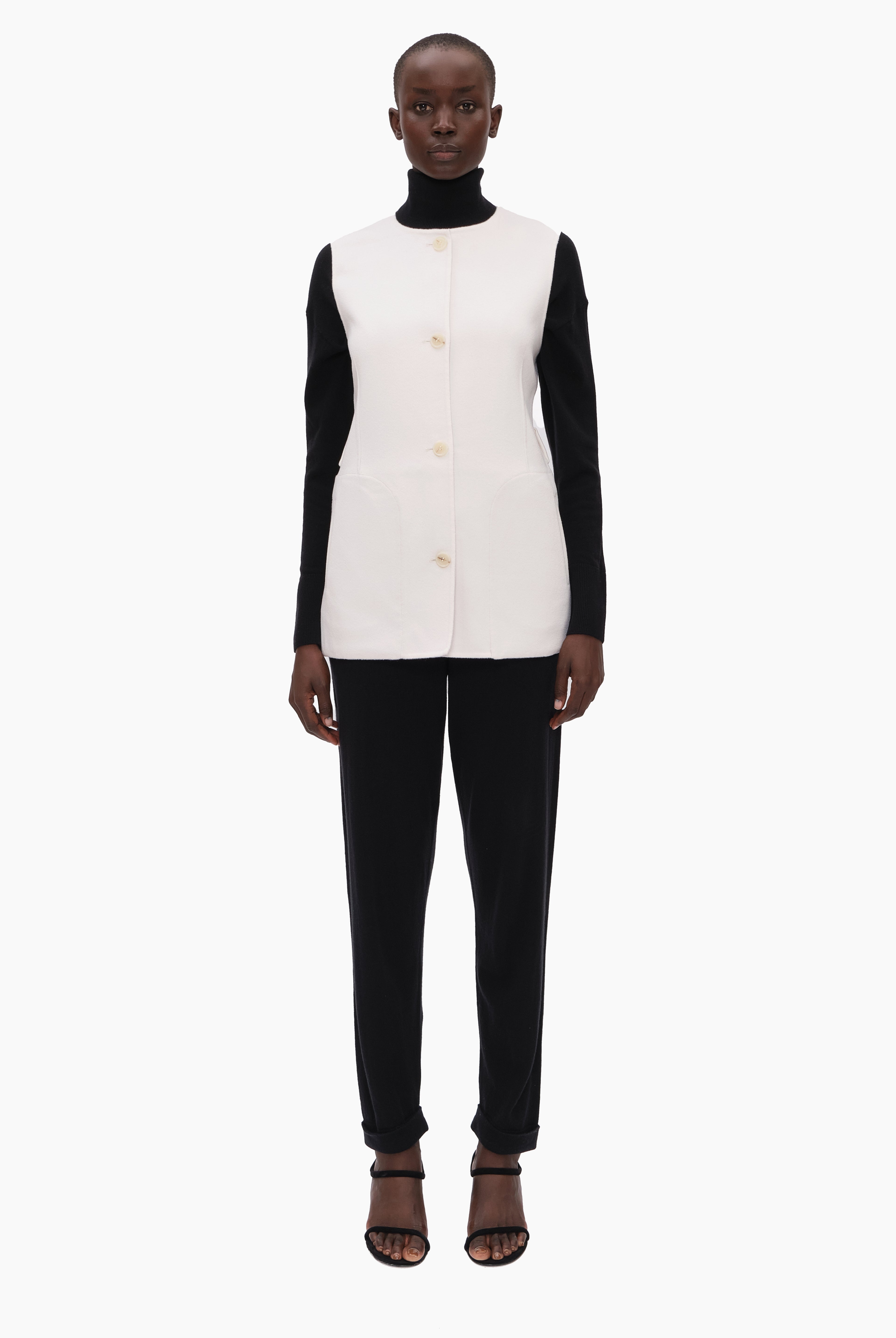 Ocean cashmere Coat - Ivory – front view