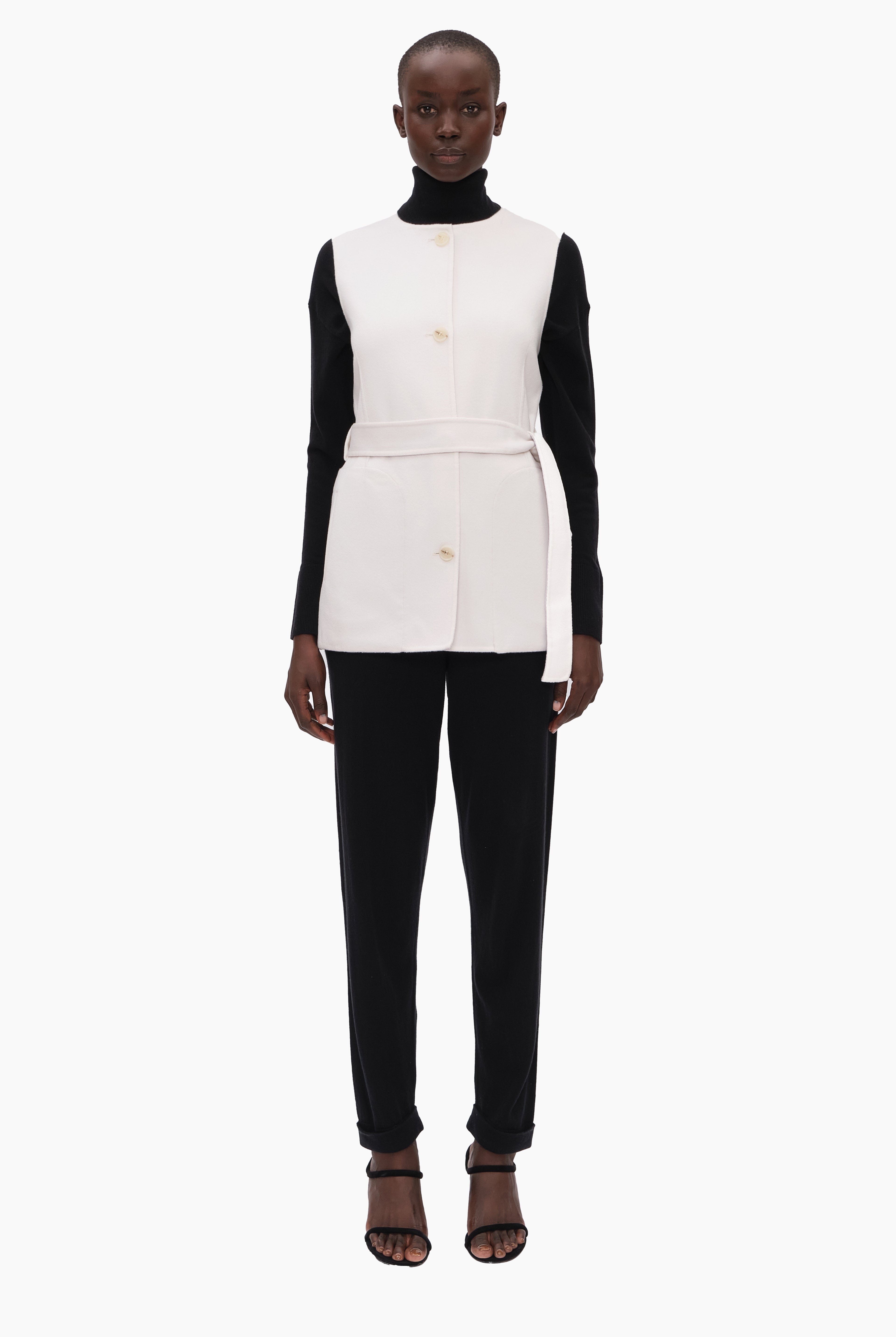Ocean cashmere Coat - Ivory – front view