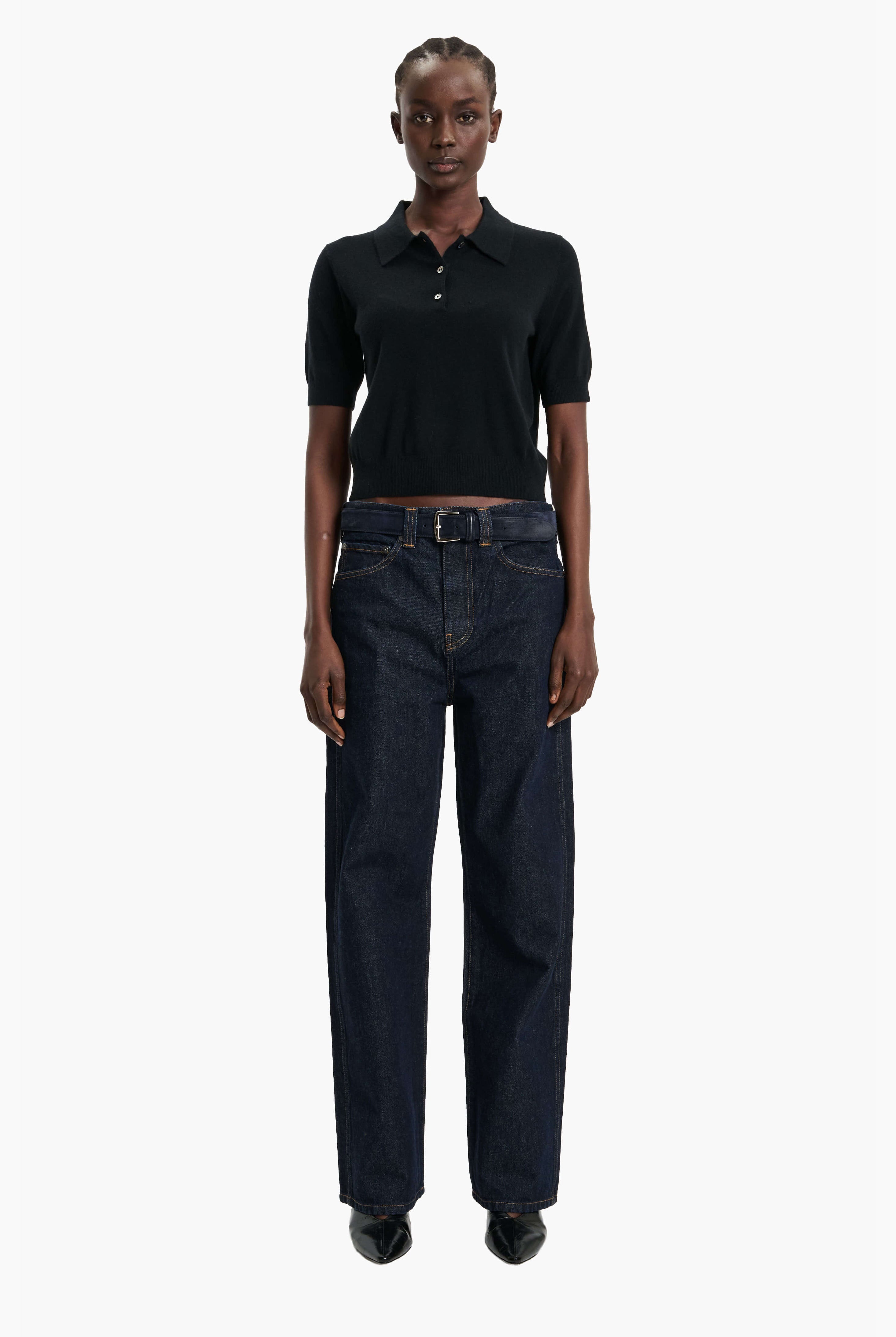 Octavia Polo cashmere Shirt - Black – front view