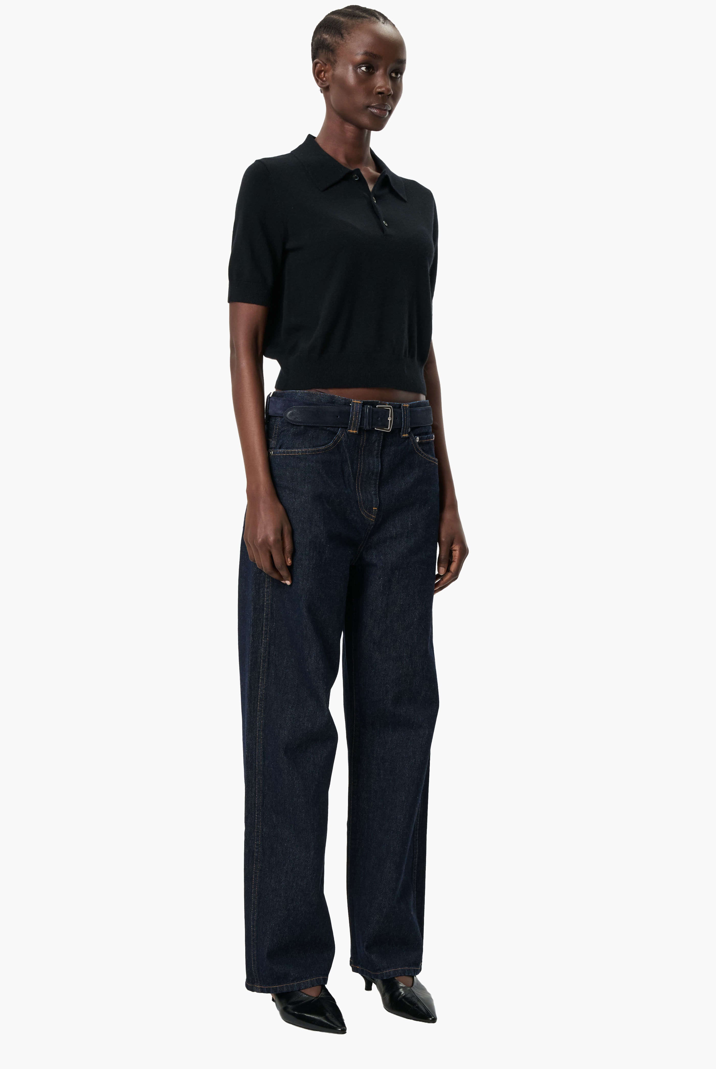 Octavia Polo cashmere Shirt - Black – side view