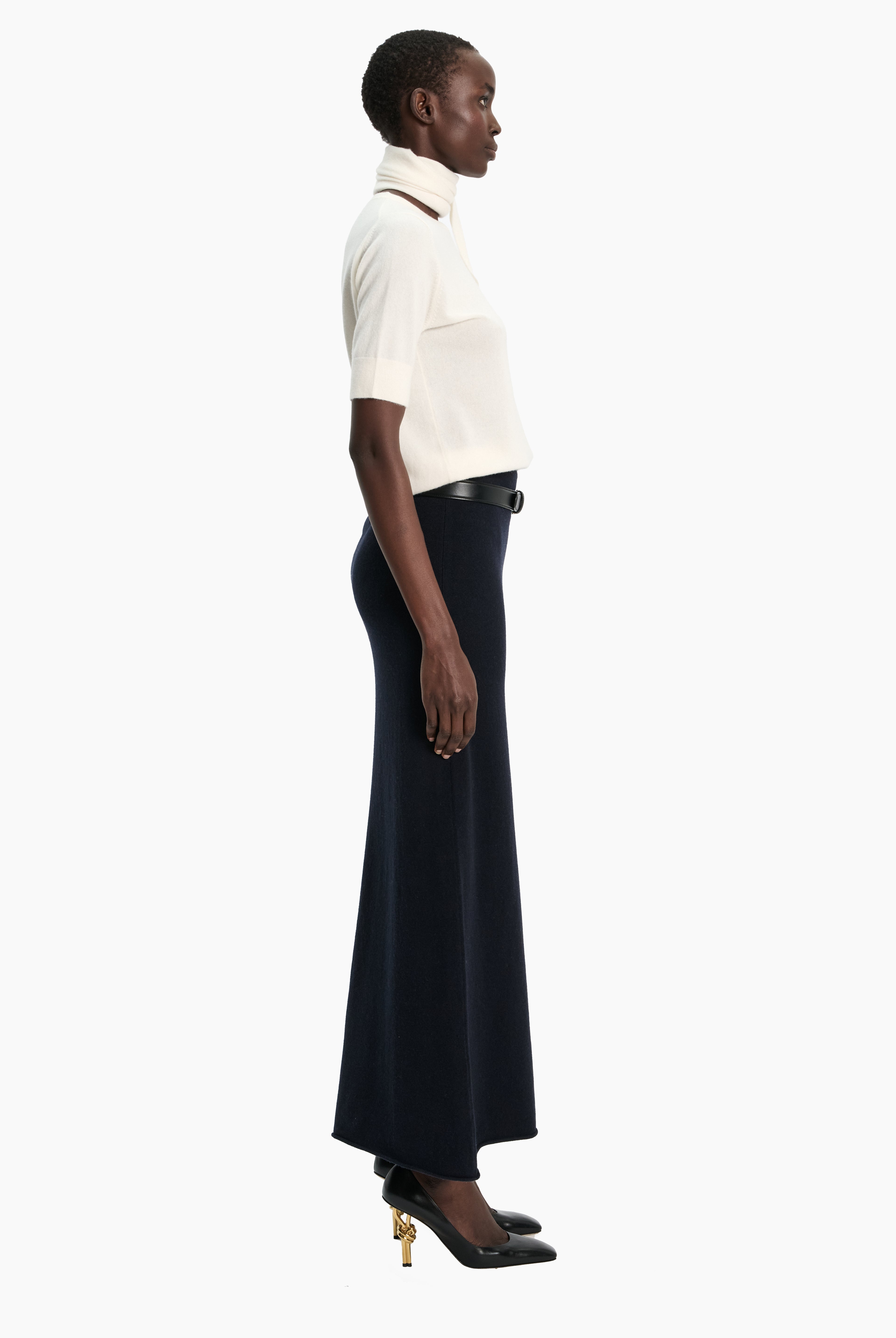 Parker cashmere Skirt - Navy – side view