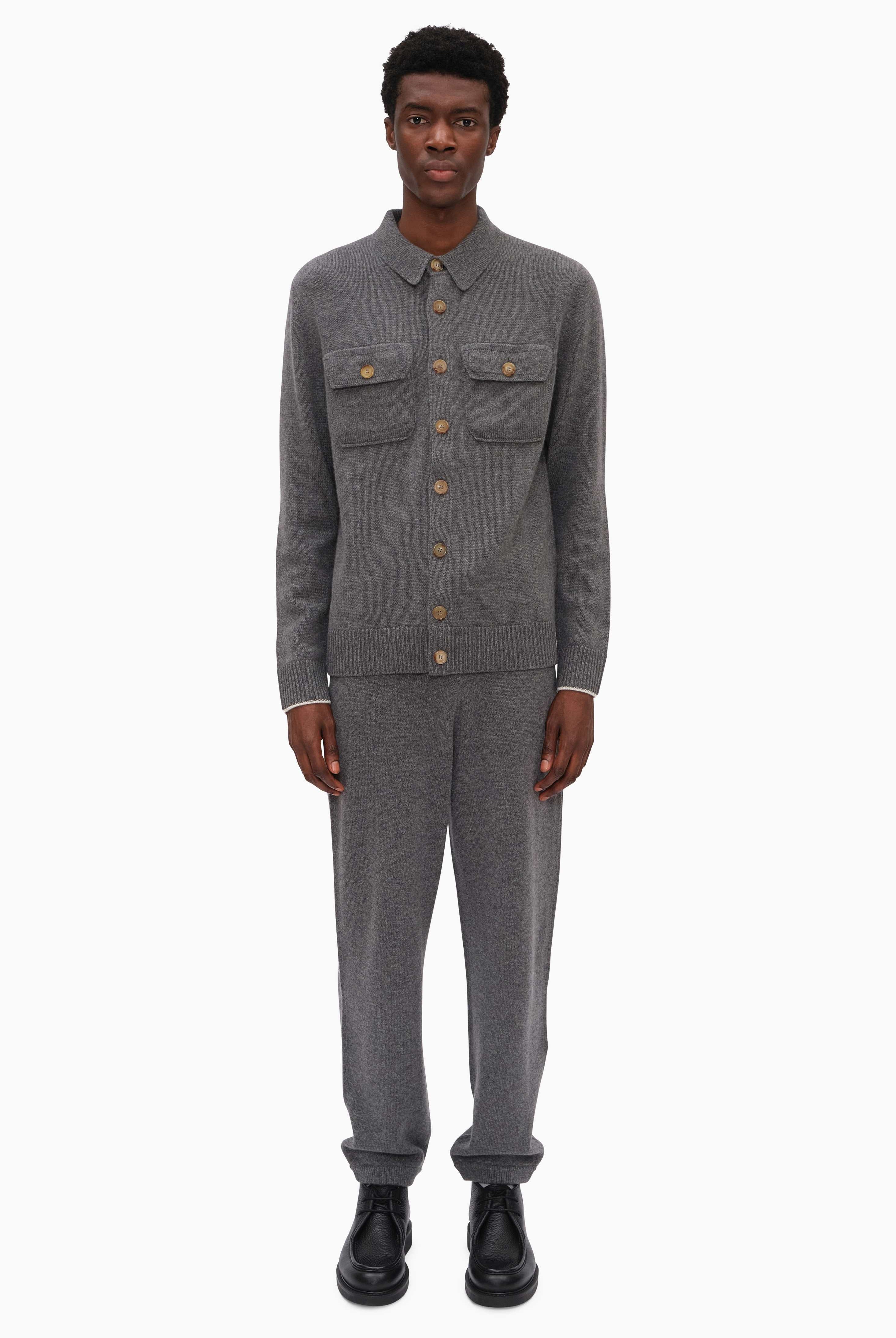 Mr Elliot cashmere Trousers - Granite Marl – front view